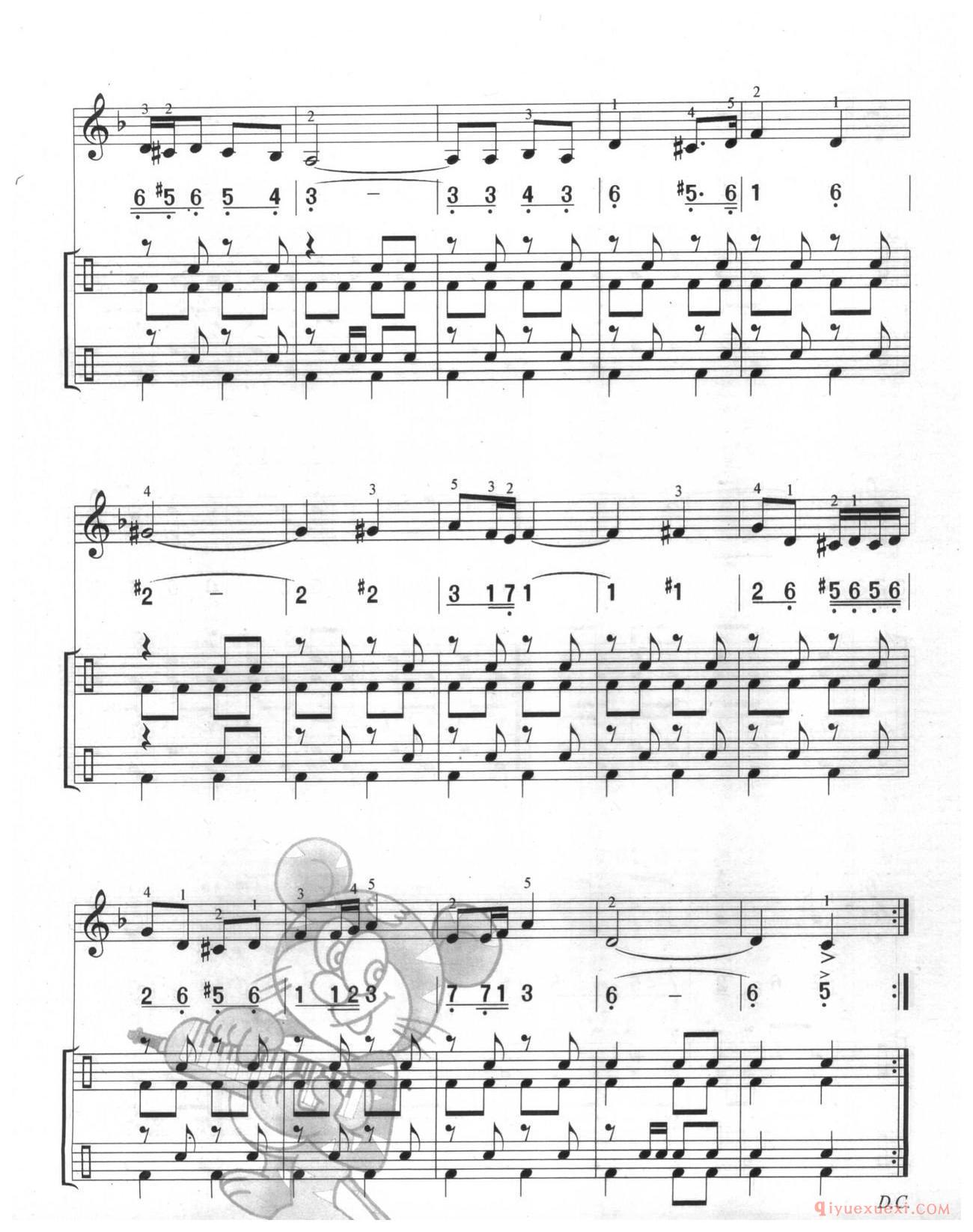 口风琴多声部乐曲《波基上校进行曲(总谱)与钢琴的练习》加入打击乐的练习