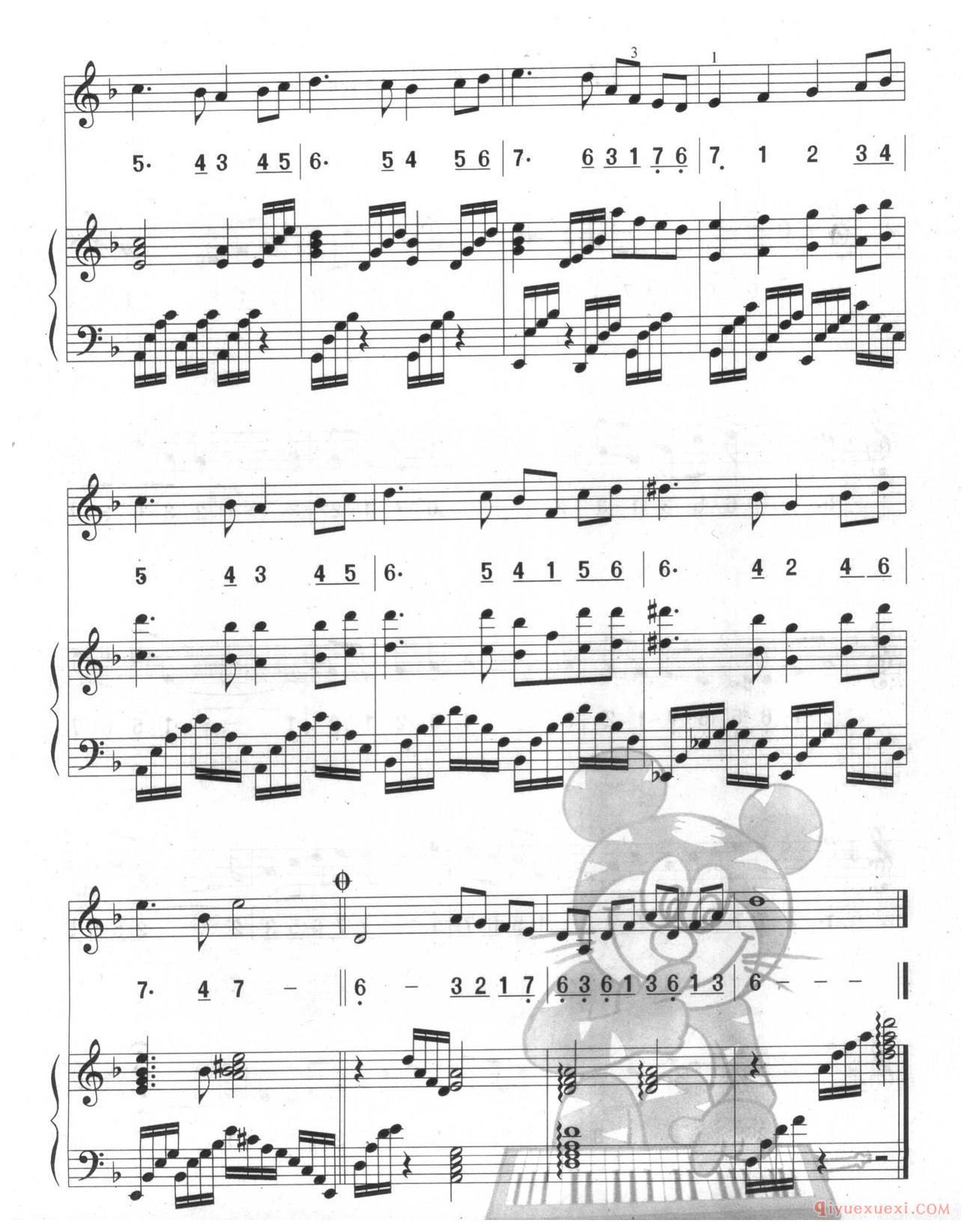 口风琴多声部乐曲《天鹅湖序曲(总谱)》加入打击乐的练习