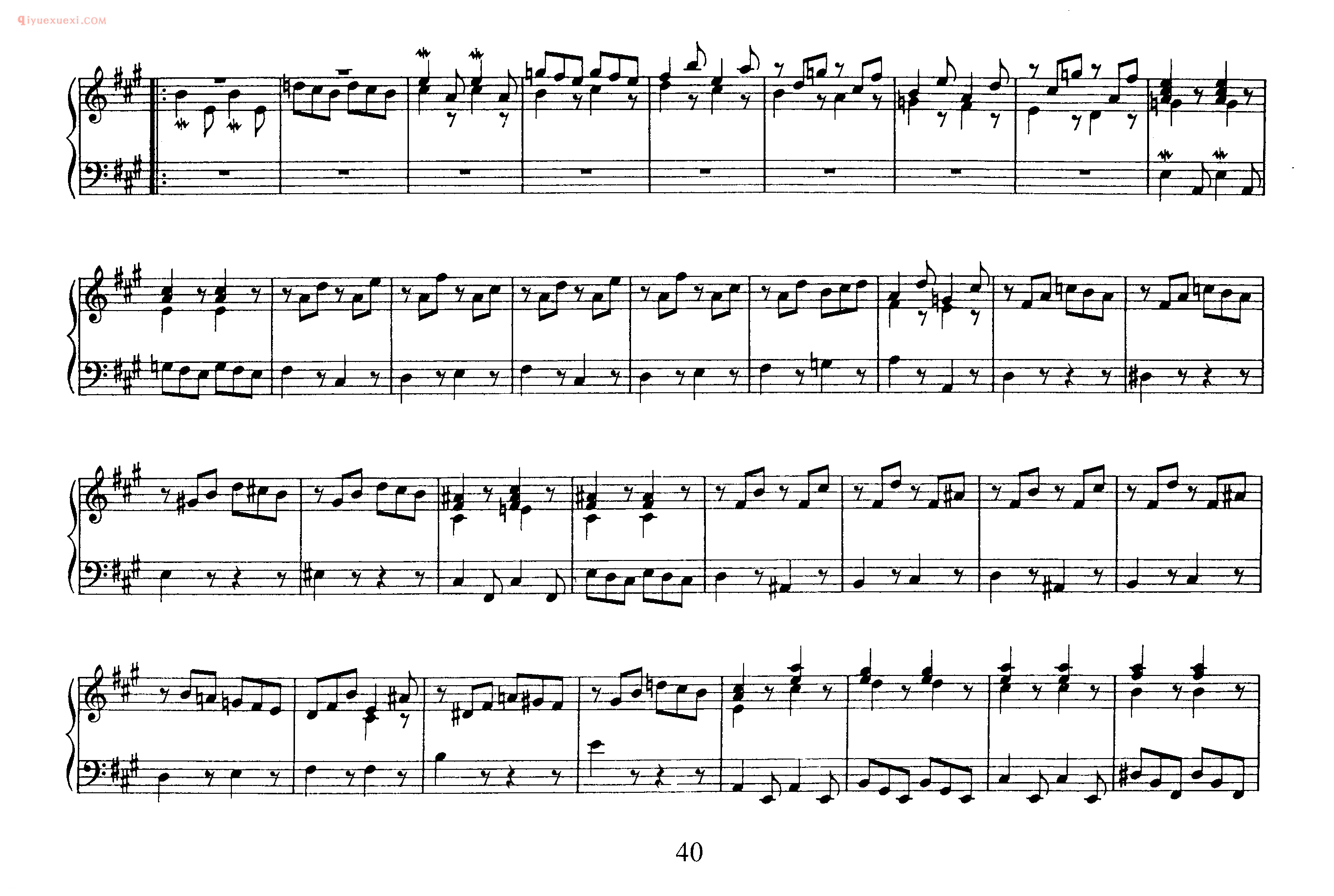 巴赫原版钢琴谱《Gigue》五线谱