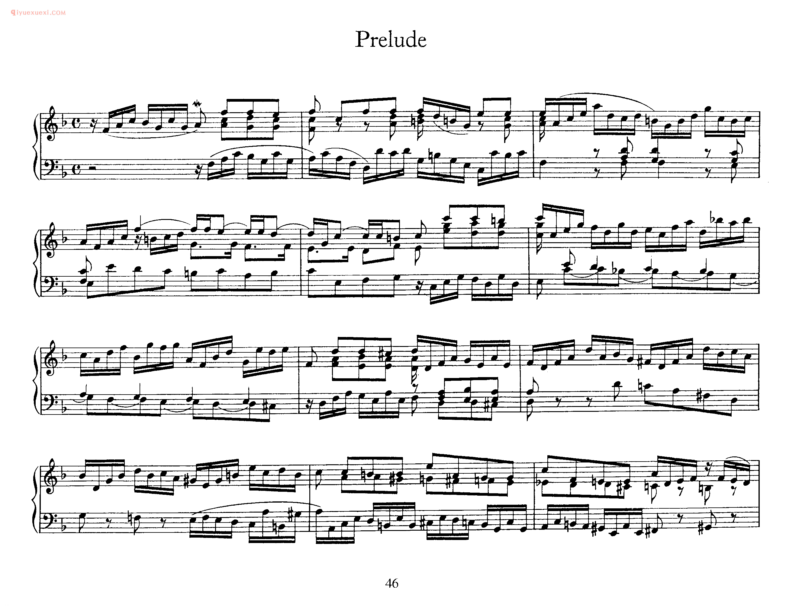 巴赫原版钢琴谱《prelude》五线谱