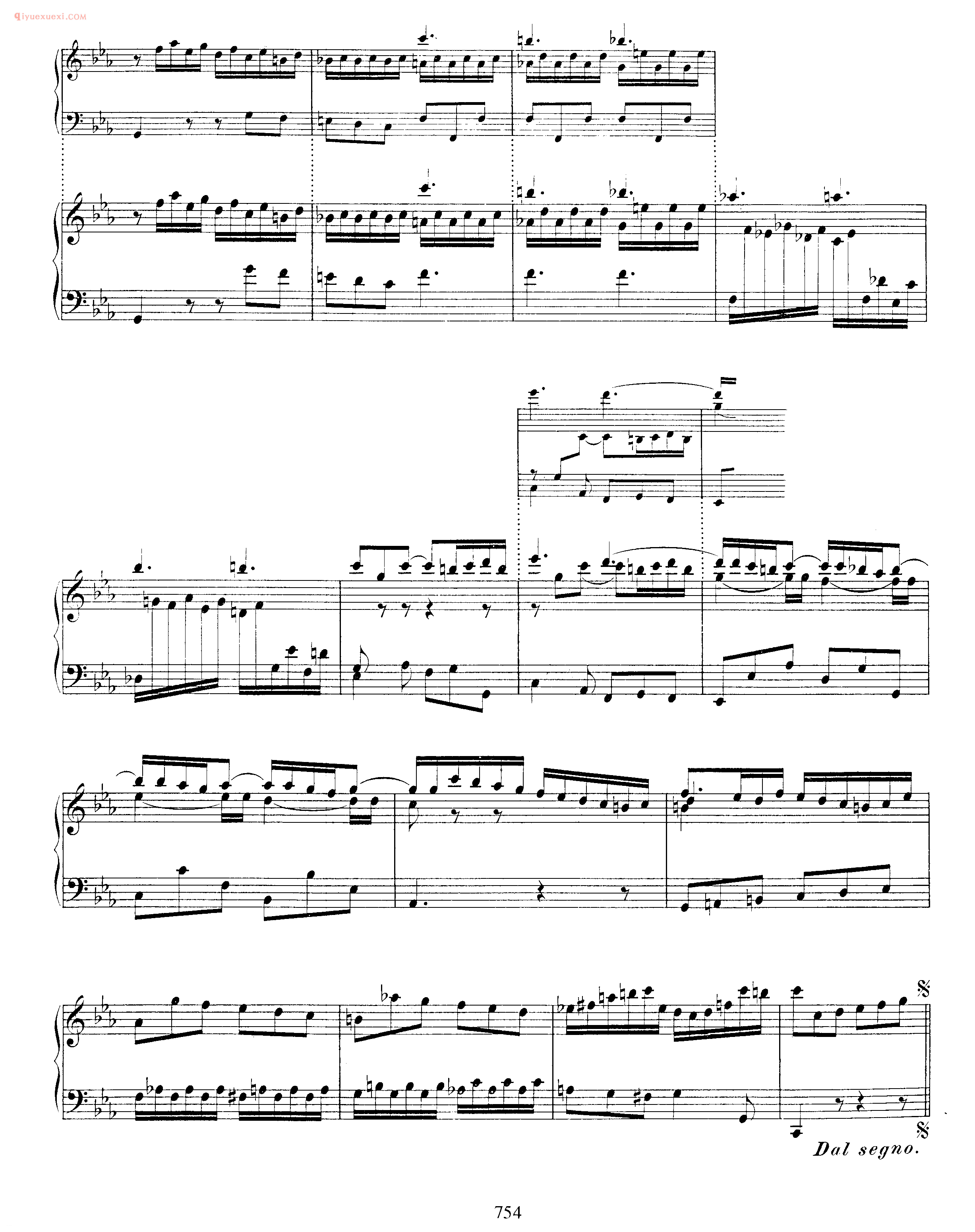 巴赫C小调帕蒂塔键盘练习曲《Pratita_for Lute or Keyboard_in C Minor BWV997》巴赫钢琴作品