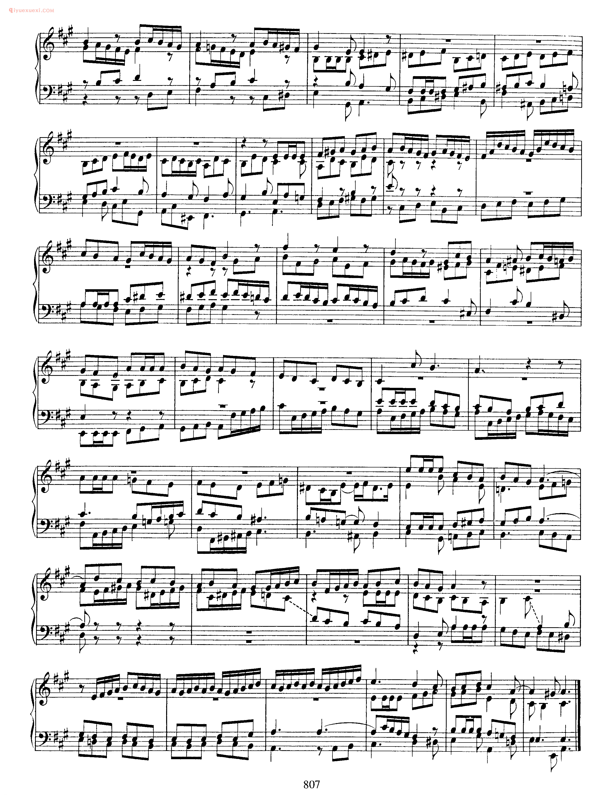 巴赫A大调赋格曲《Fugue_in A Major_BWV 896》巴赫钢琴作品