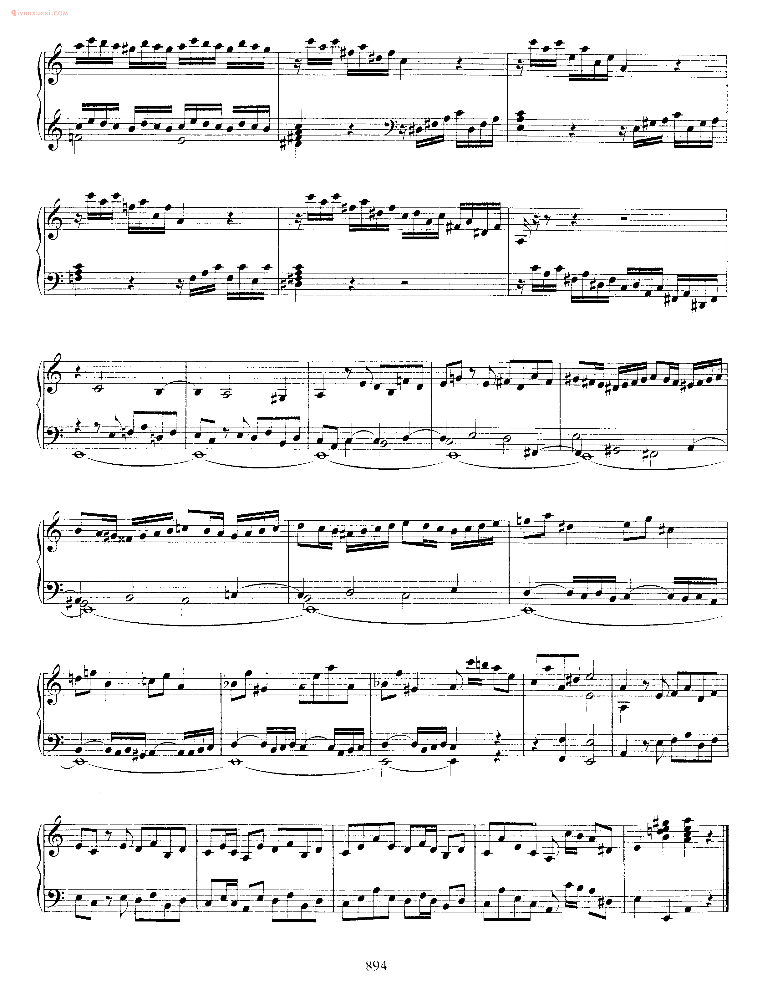 巴赫a小调赋格曲《Fugue_in A Minor_BWV 897》巴赫钢琴作品