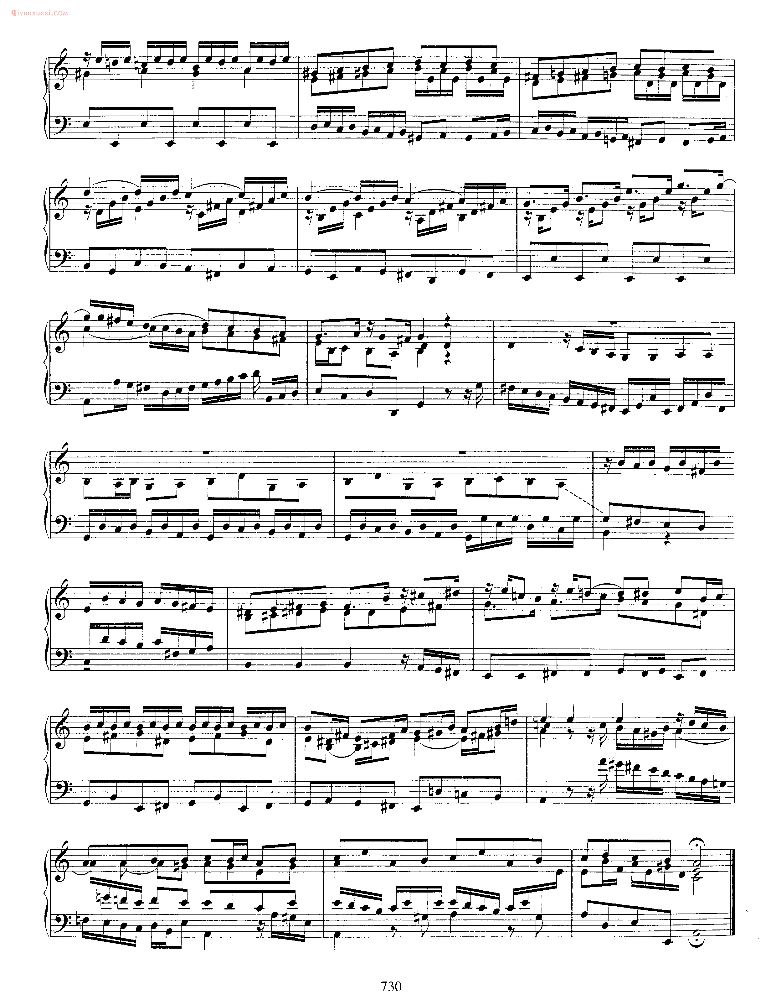 巴赫A小调赋格曲《Fugue_in A Minor_BWV 958》巴赫钢琴作品