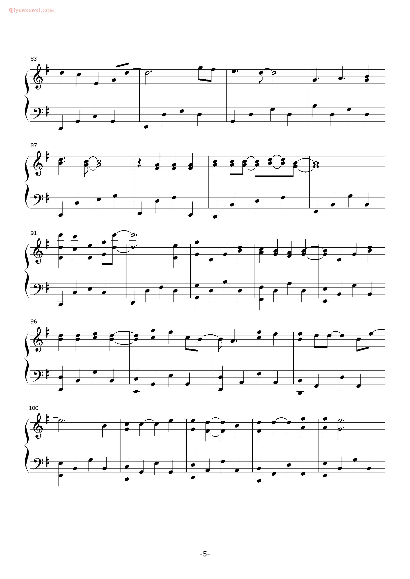方力申歌曲《七年》钢琴谱五线谱