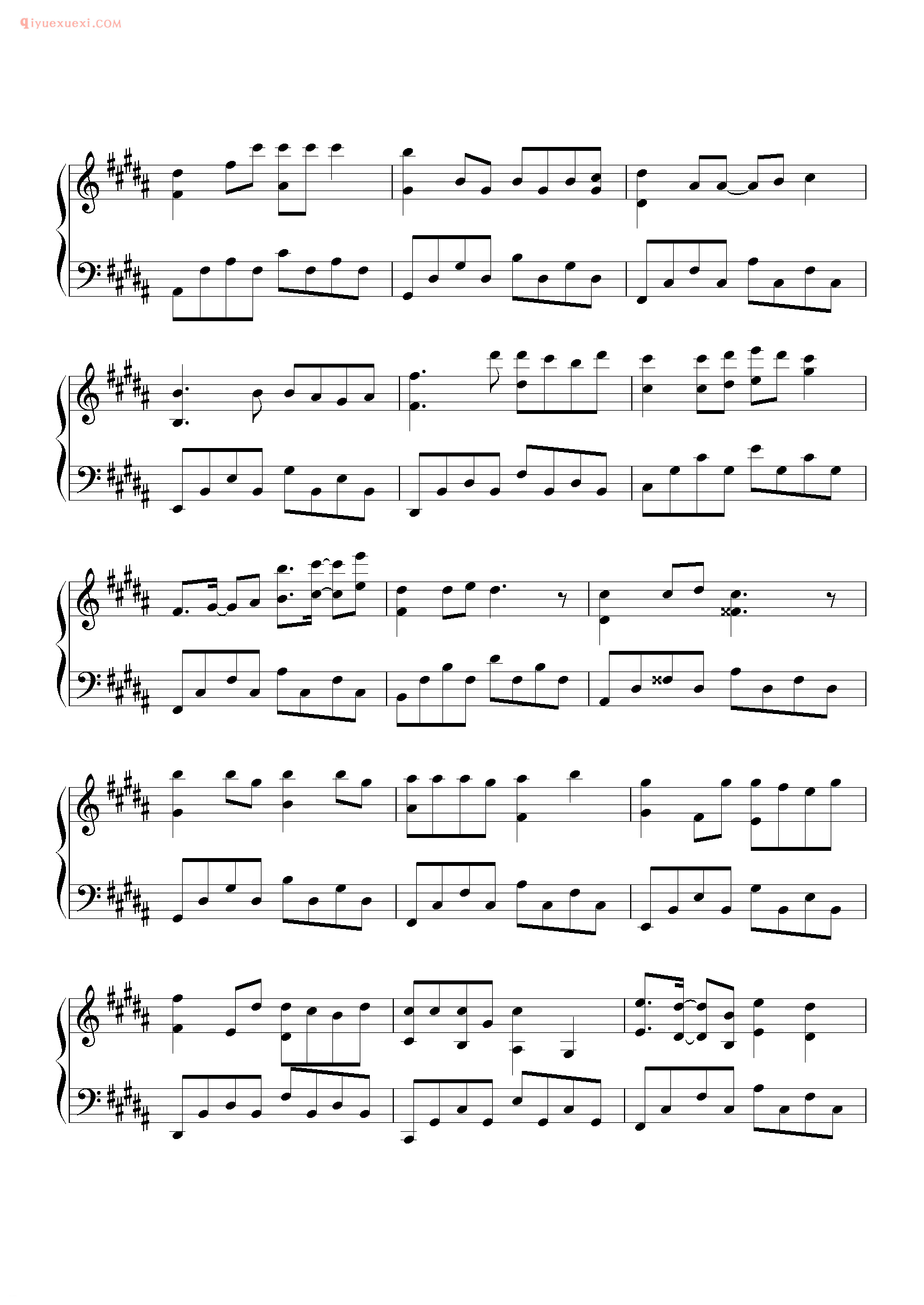 方力申歌曲《自欺欺人》钢琴谱五线谱