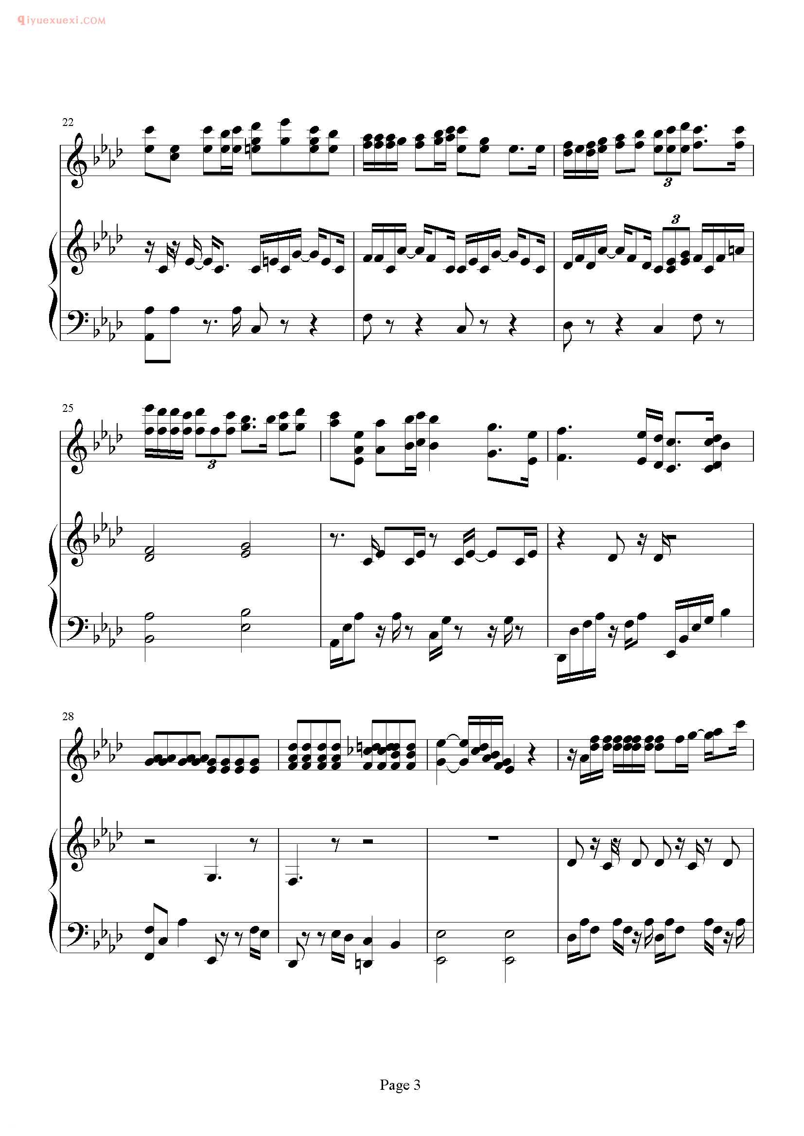 陈奕迅歌曲《孤儿仔》钢琴谱五线谱