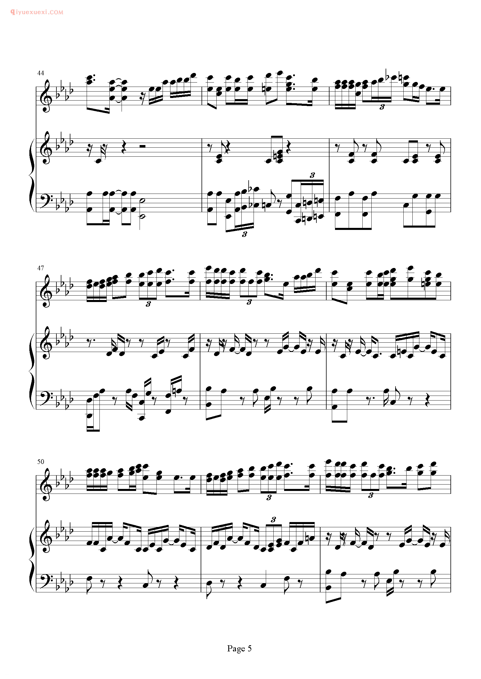 陈奕迅歌曲《孤儿仔》钢琴谱五线谱