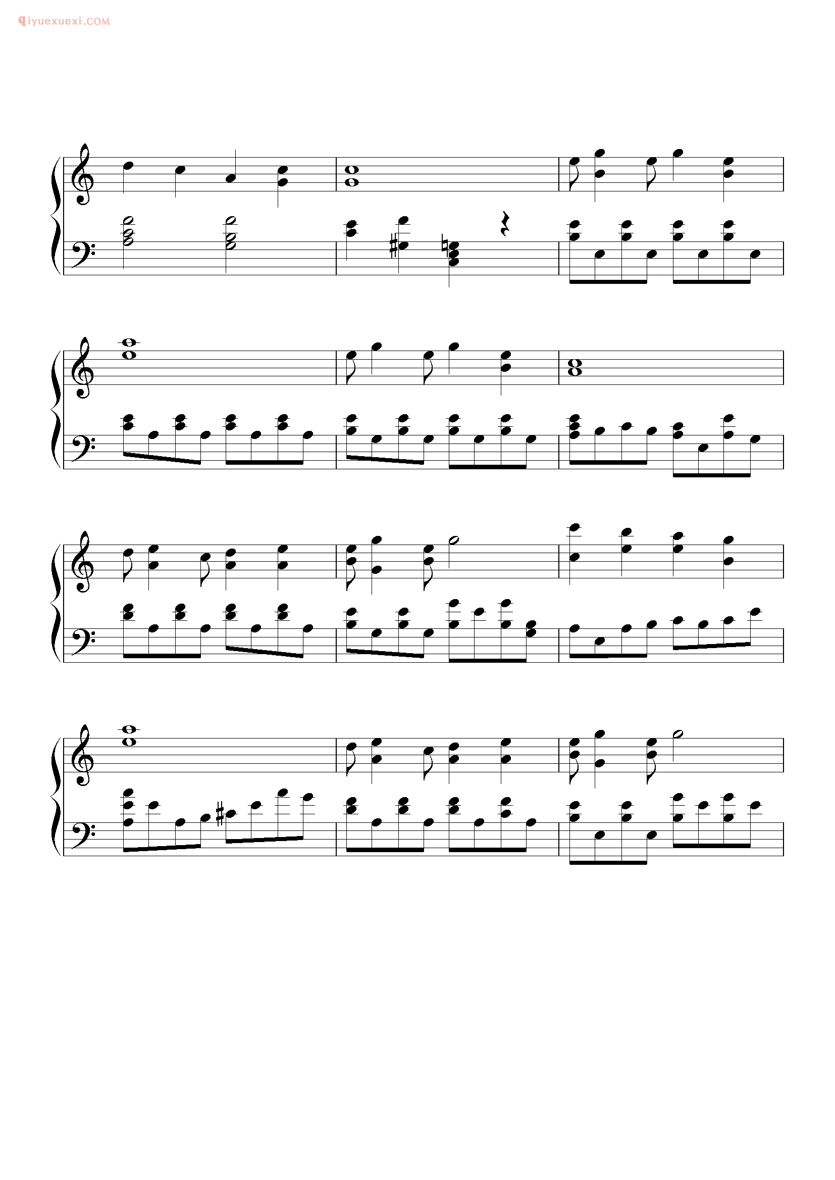 王菲歌曲《天上人间》钢琴谱五线谱