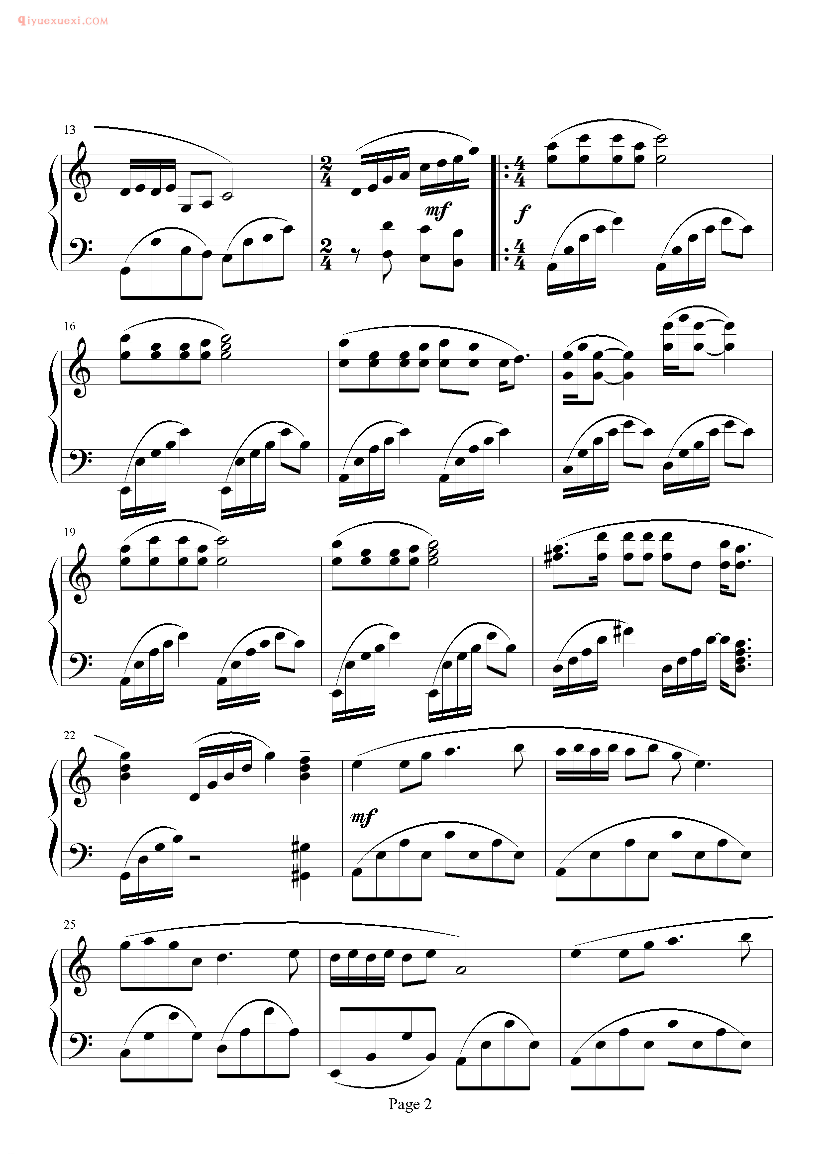 邓丽君歌曲《小路》钢琴谱五线谱