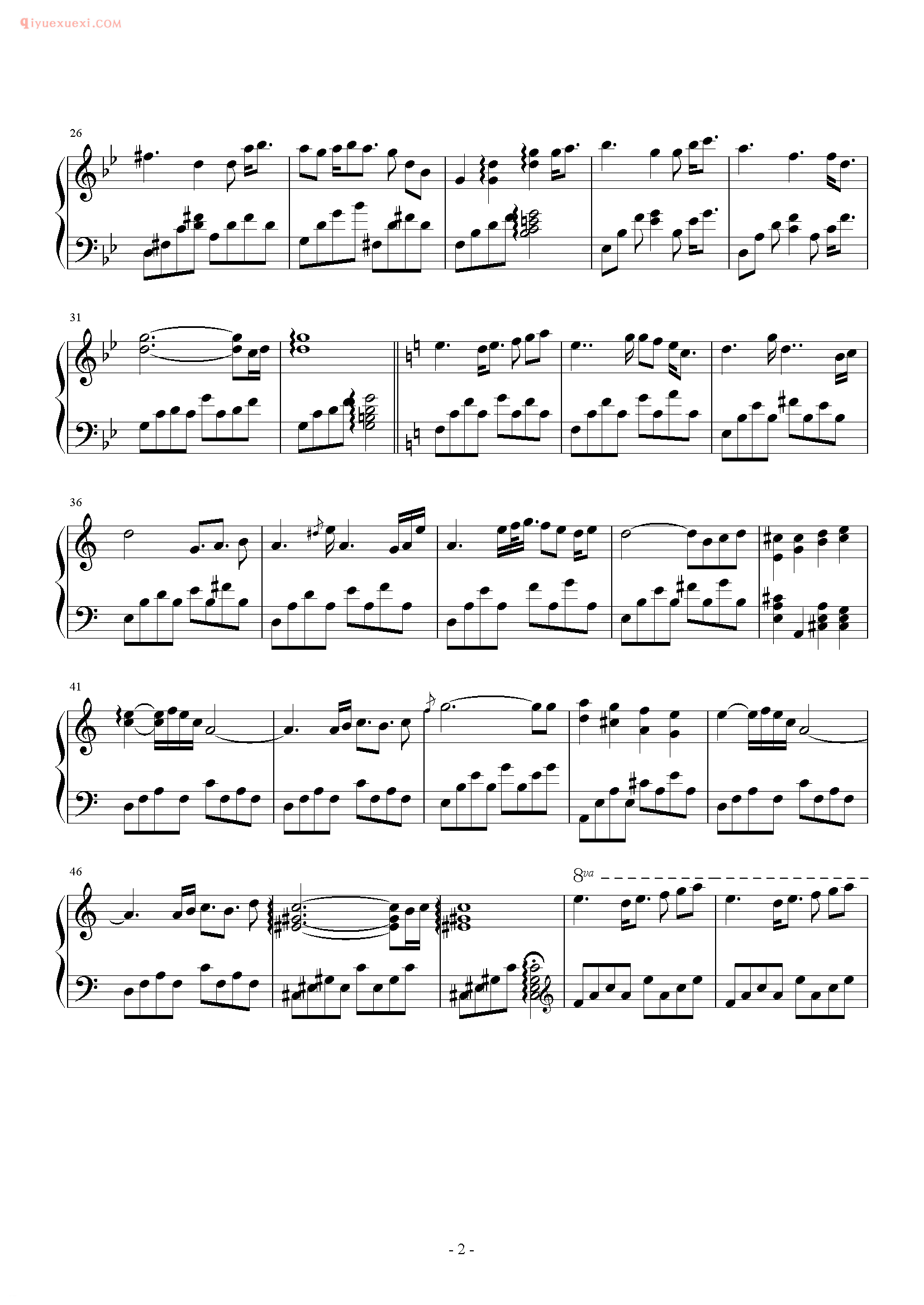 卡农曲谱《冻土高原》钢琴谱五线谱