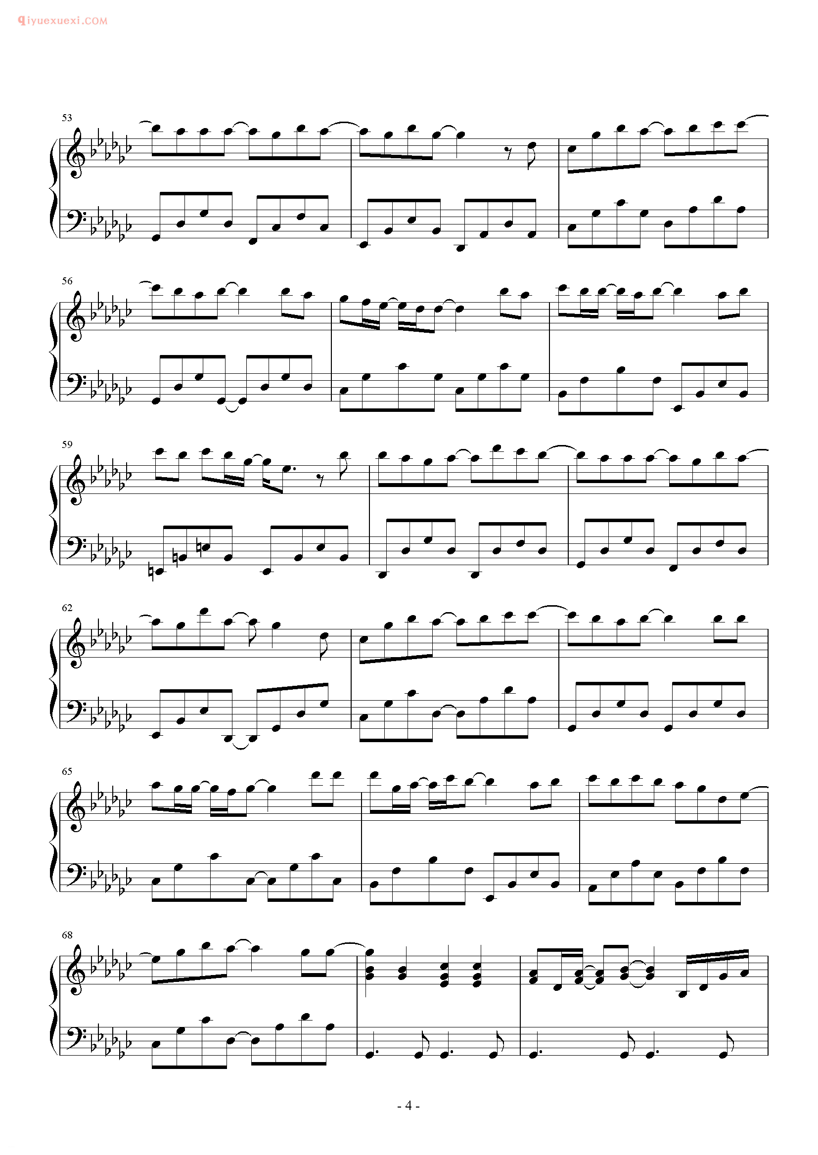 容祖儿歌曲《爱一个上一课》钢琴谱五线谱