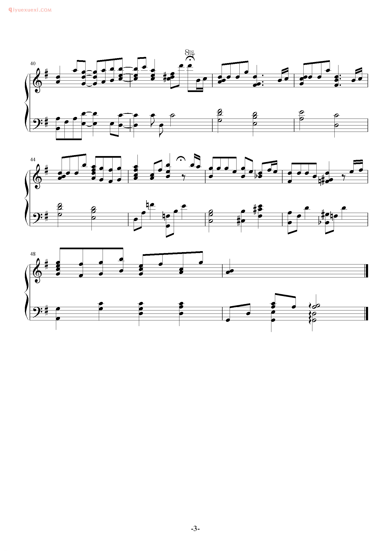 西村由纪江歌曲《晴天》钢琴谱五线谱