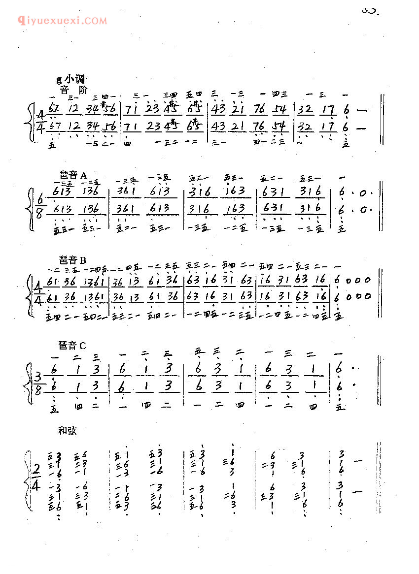 《bB大调#g小调》钢琴练习简谱