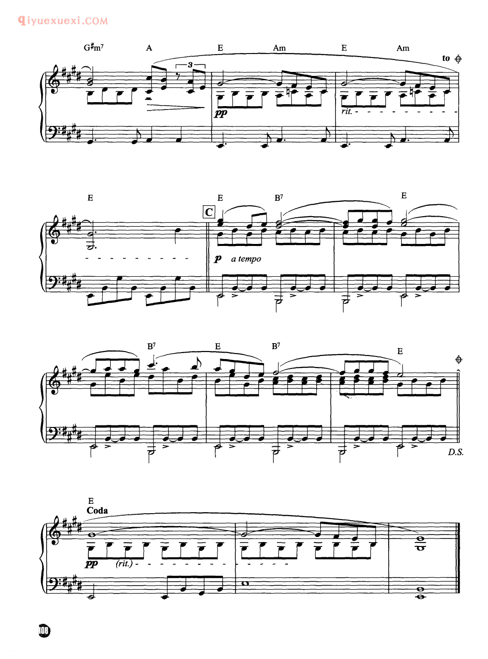 理查德克莱德曼名曲_离别曲_钢琴乐谱