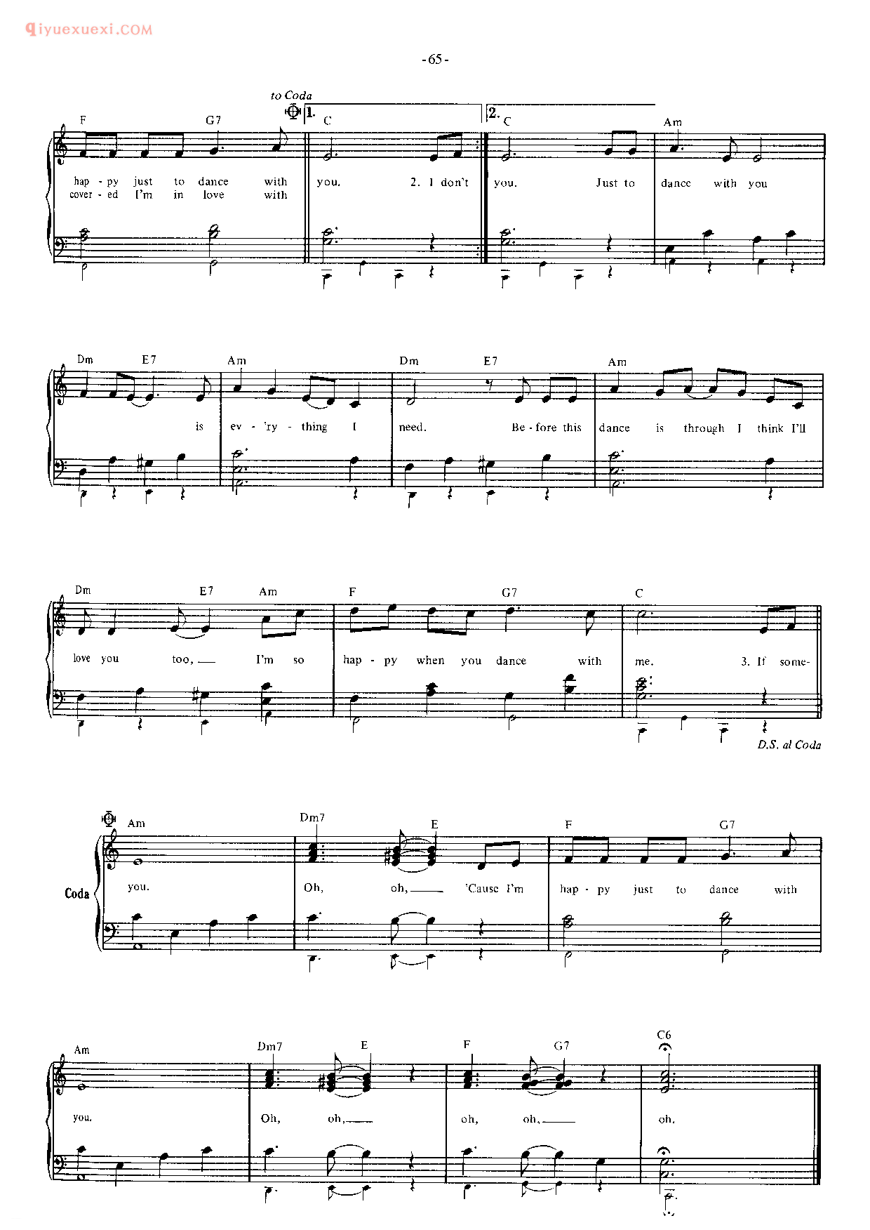 披头士/甲壳虫乐队钢琴乐曲谱《I'm Happy Just To Dance With You》英国摇滚乐队