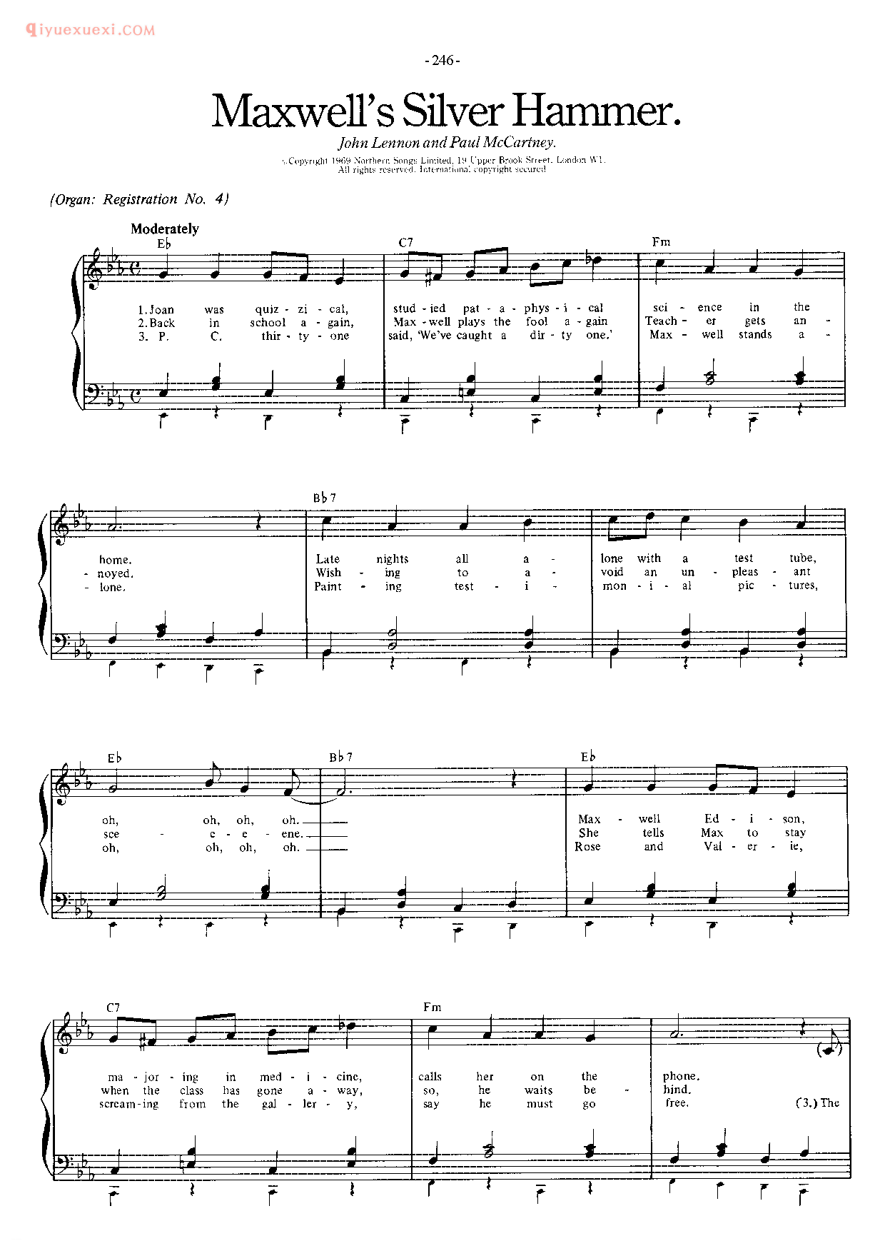 披头士/甲壳虫乐队钢琴乐曲谱《Maxwell's Silver Hammer 》英国摇滚乐队