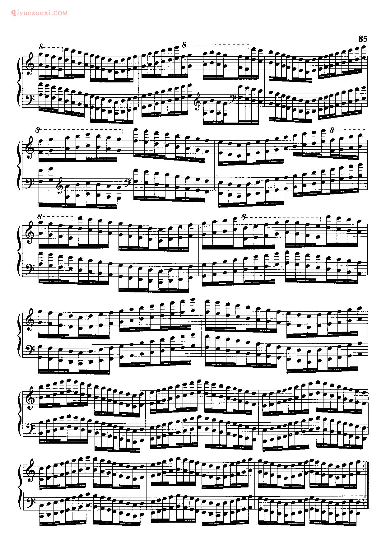 哈农钢琴练指法:平行八度音阶的预备练习