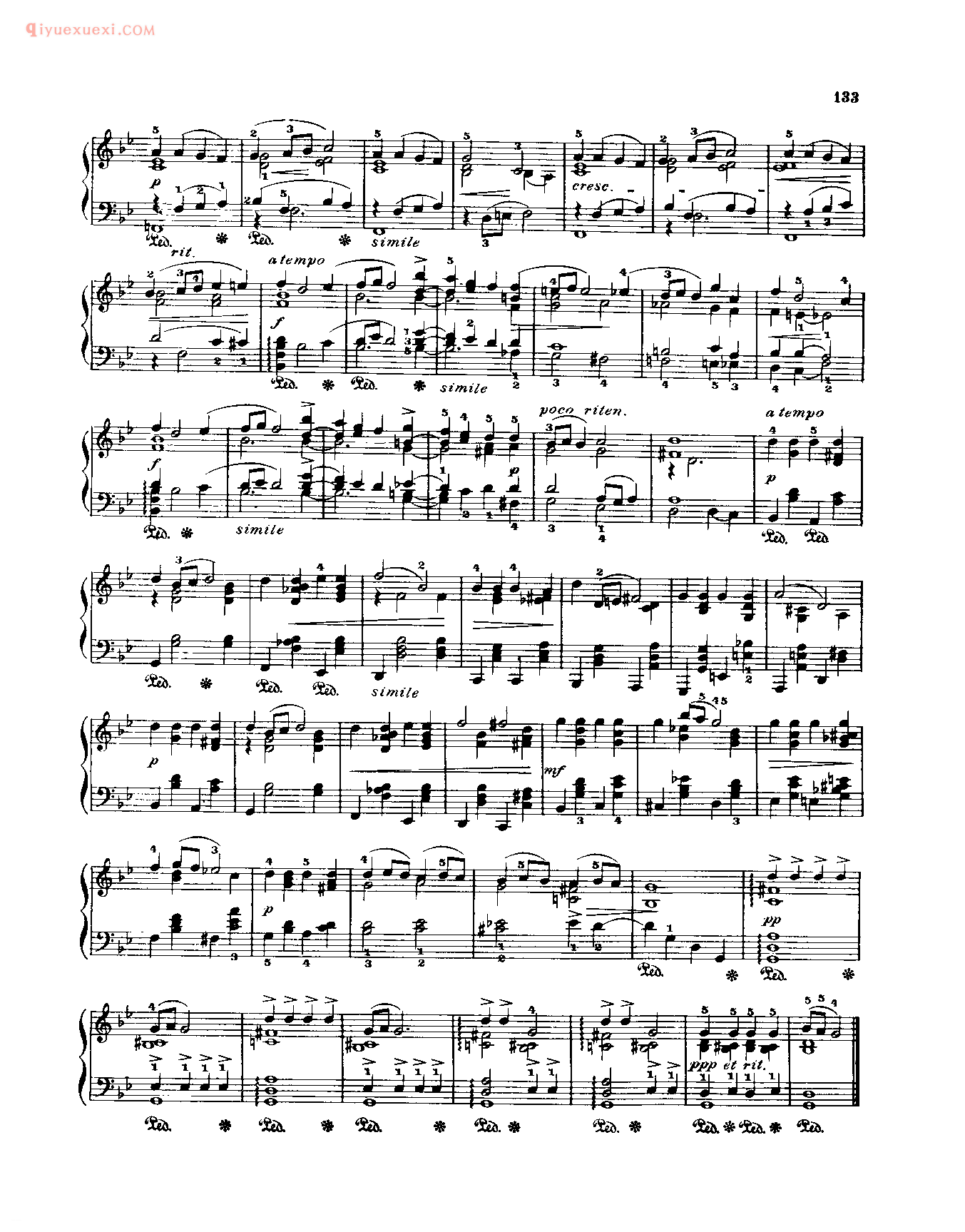 世界钢琴名曲谱_悲歌(作品40之2)_柴科夫斯基