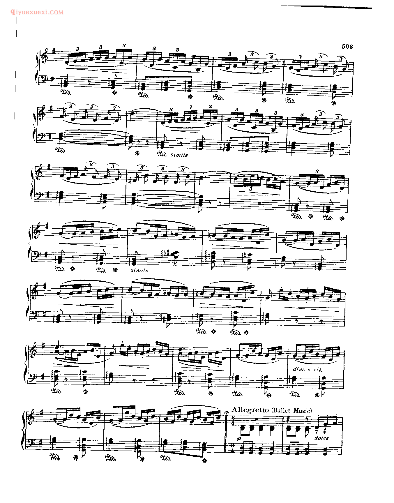 世界钢琴名曲谱_旋律选段_选自歌剧《威廉·退尔》_罗西尼