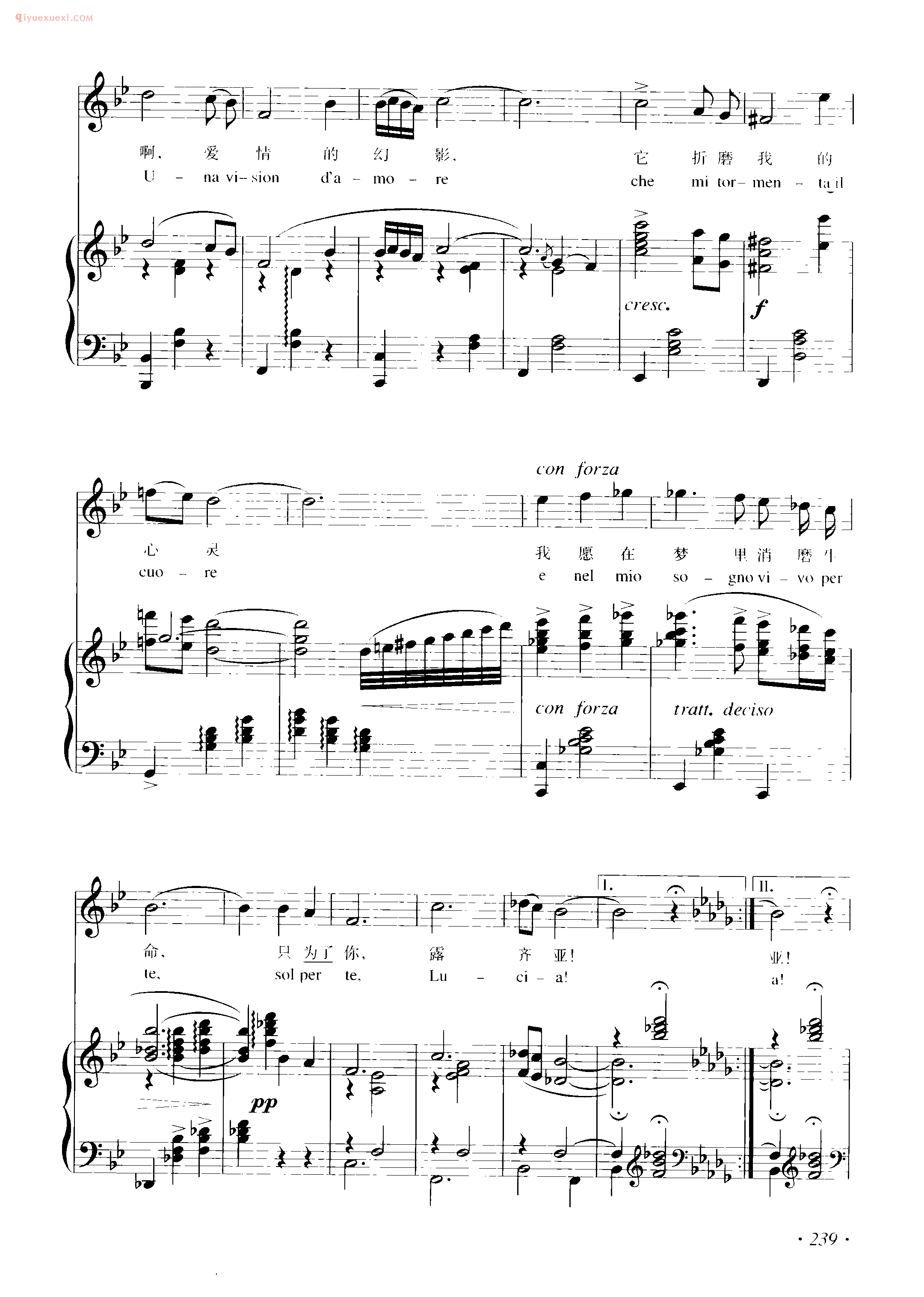 意大利民歌曲谱_只为了你,露齐亚 (Solo per te , Lucia) 比克西奥曲
