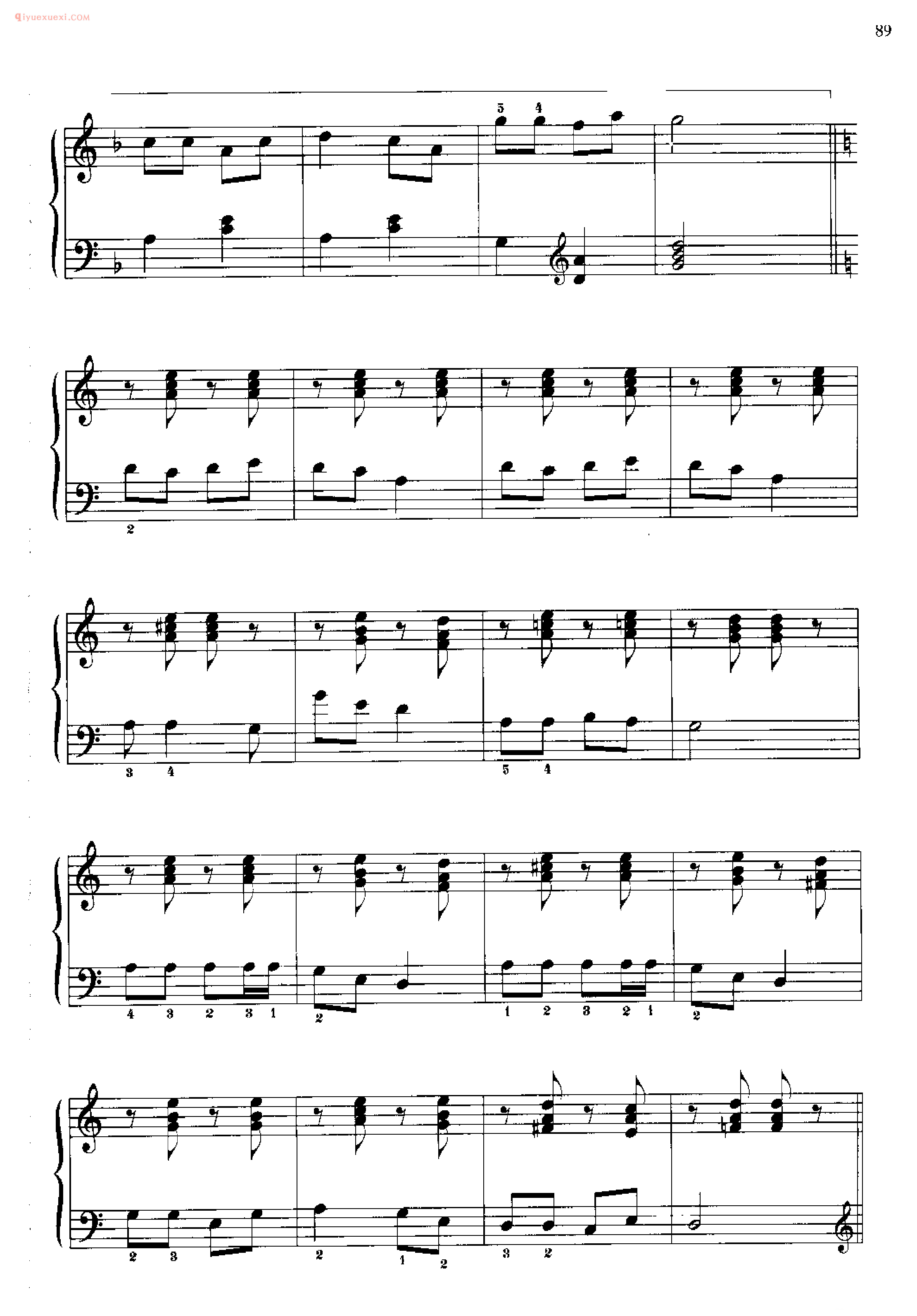 民歌钢琴谱_五朵花儿开_Five flowers in bloom