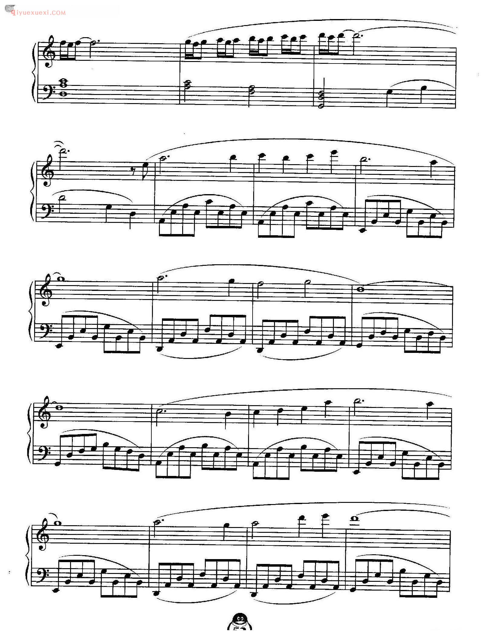 QQ幻想(芳草林)背景音乐五线谱_QQ游戏音乐钢琴曲