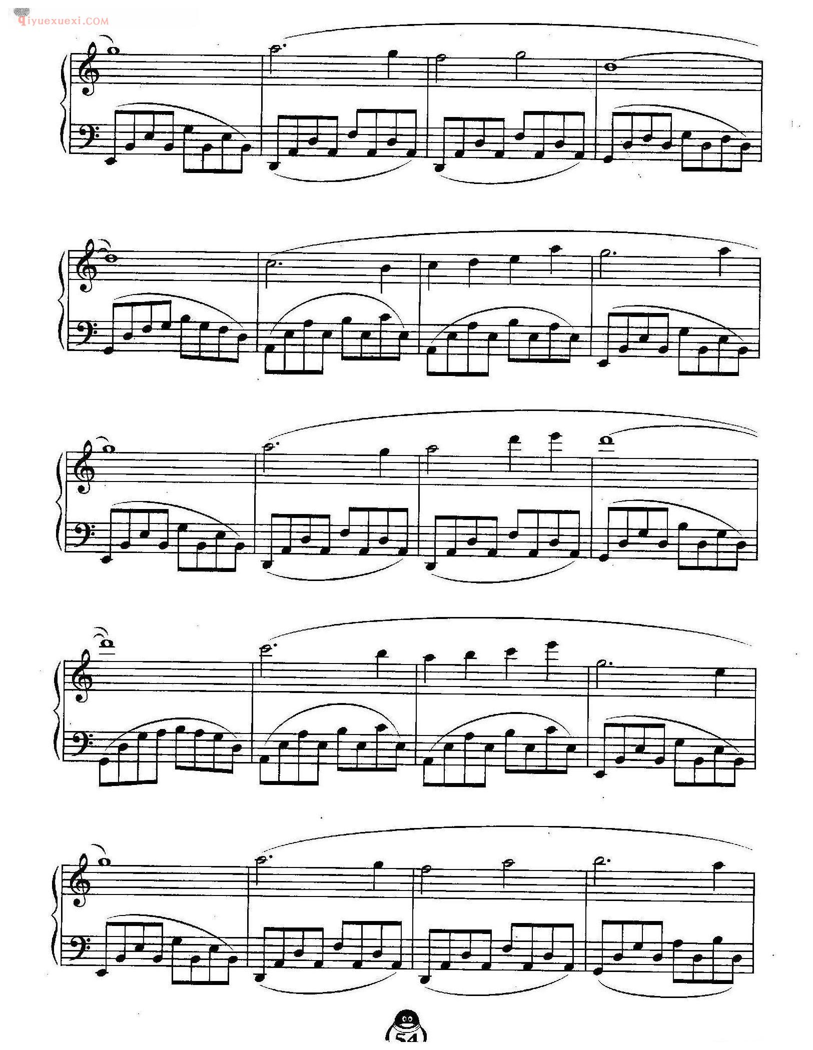 QQ幻想(芳草林)背景音乐五线谱_QQ游戏音乐钢琴曲