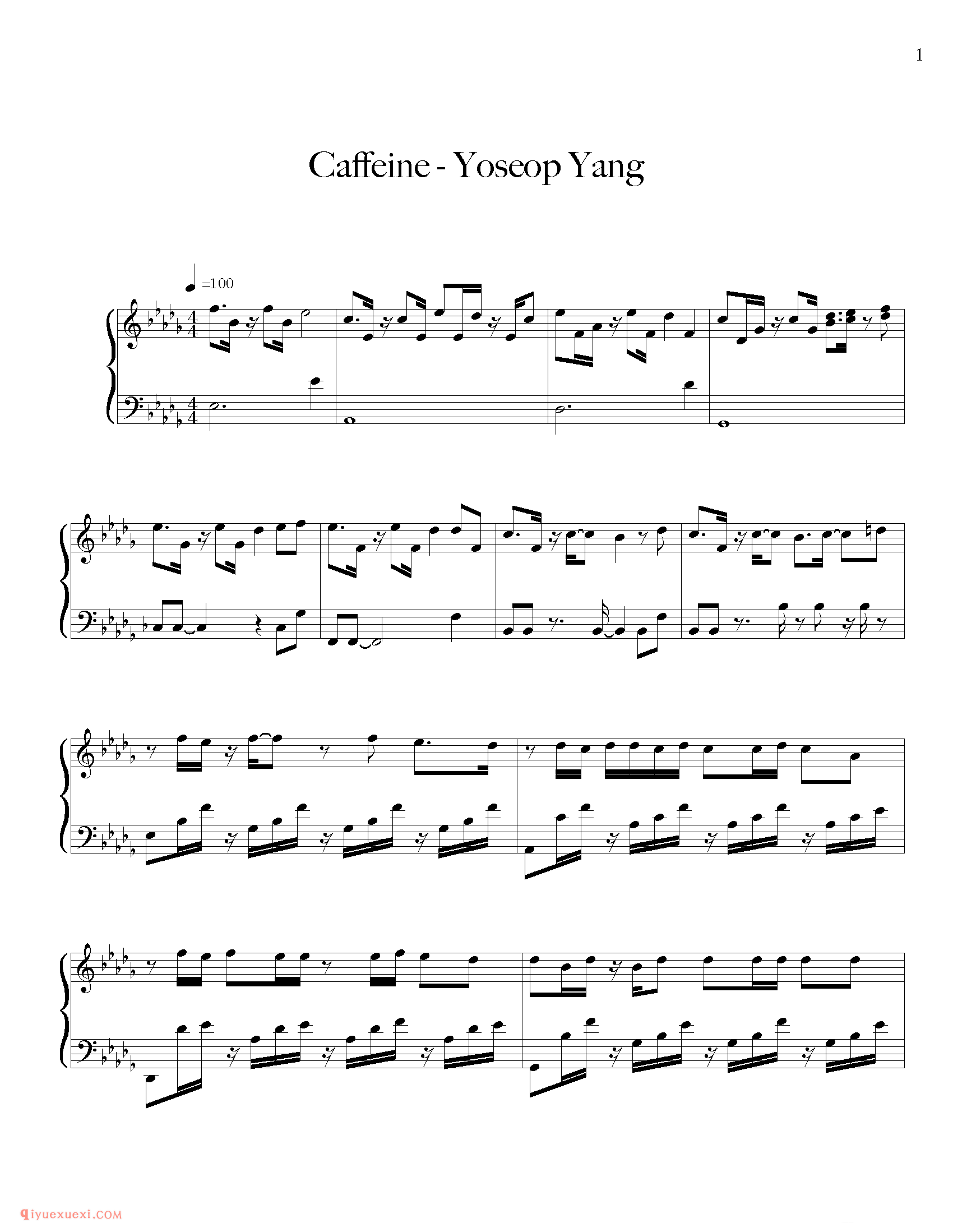 Yoseop Yang - Caffeine_BEAST钢琴五线谱