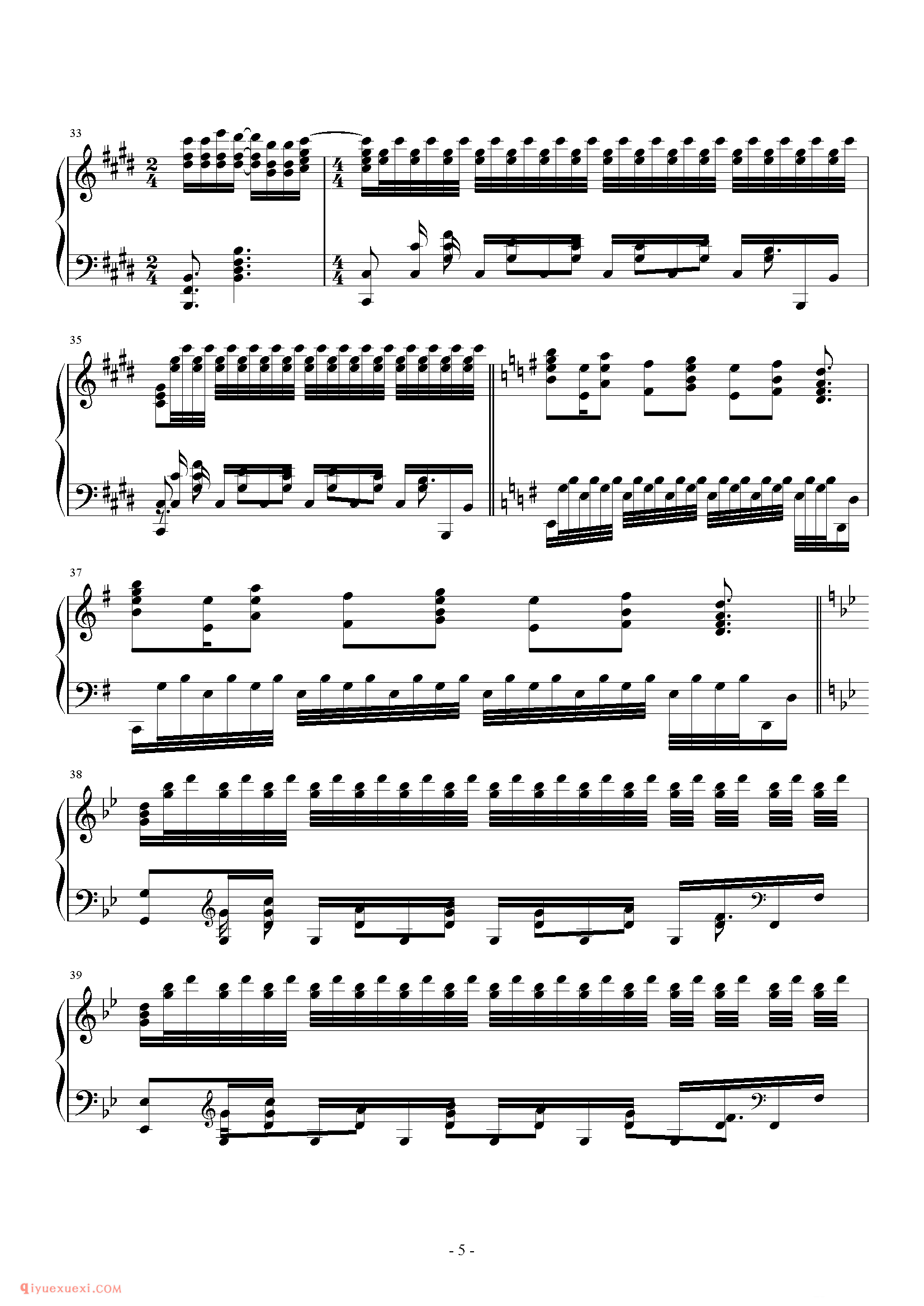 红莲の弓矢_钢琴五线谱