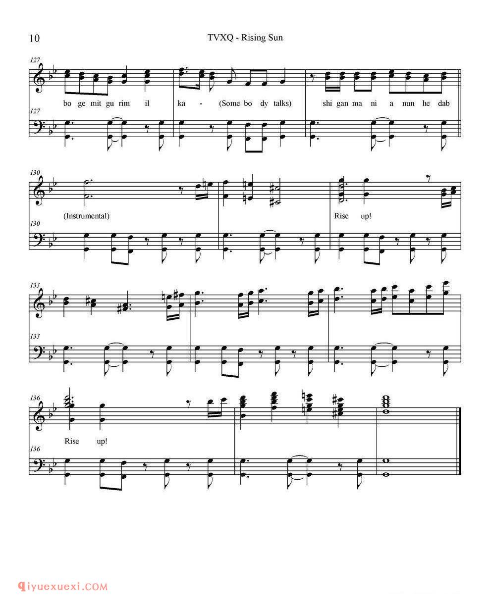 Rising Sun_东方神起钢琴五线谱