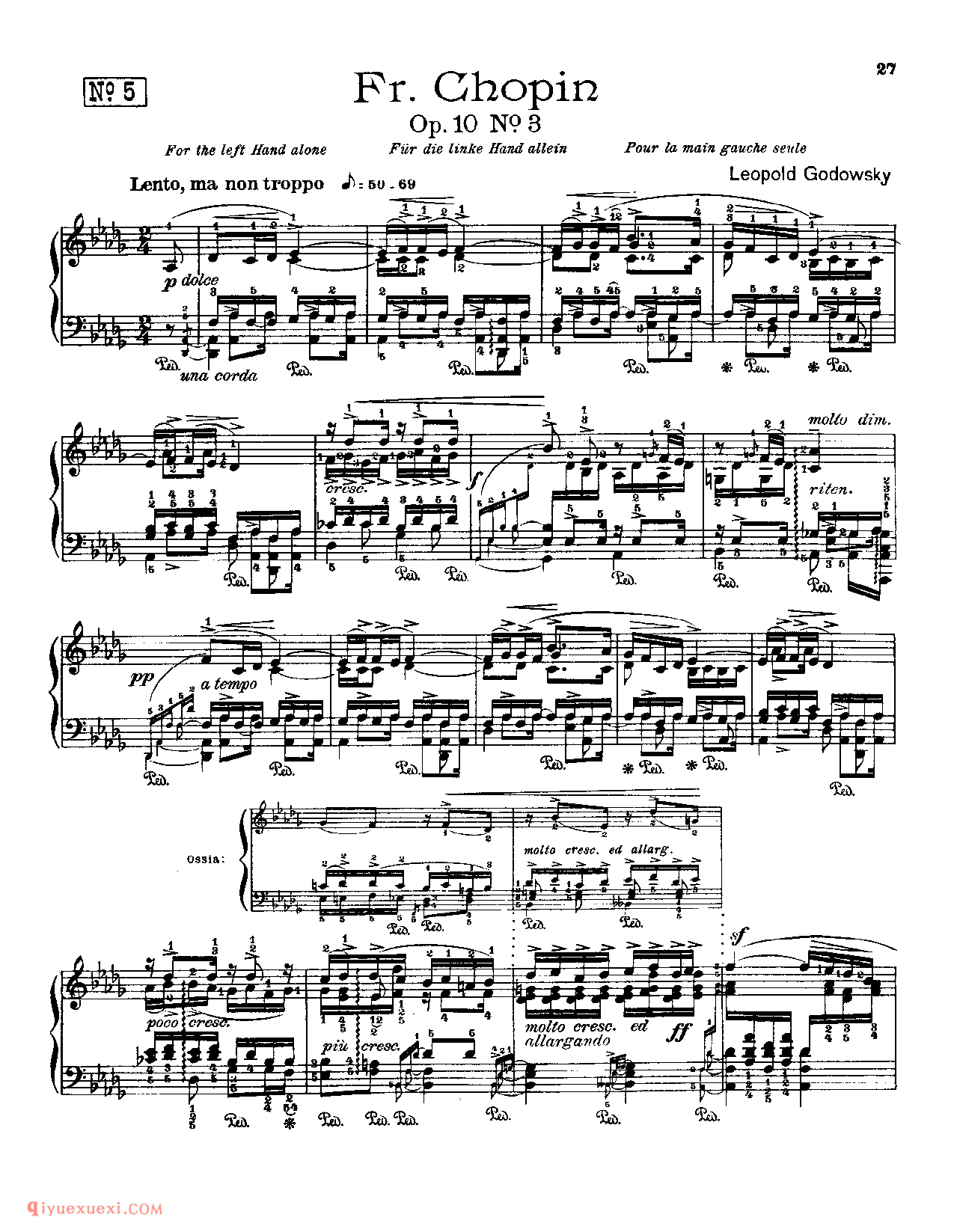 Fr.Chopin Op.10 NO.3(Fur die linke hand allein)Godowsky_Chopin_超高难度钢琴谱