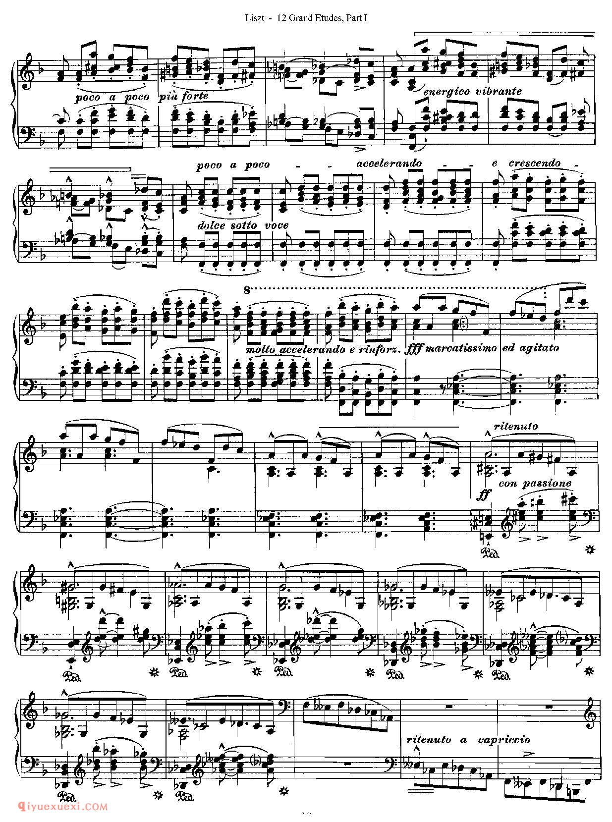 李斯特超级技巧练习曲[Franz Lisz-12 Grand Etudes-PartⅠ]No. 3,in F Major