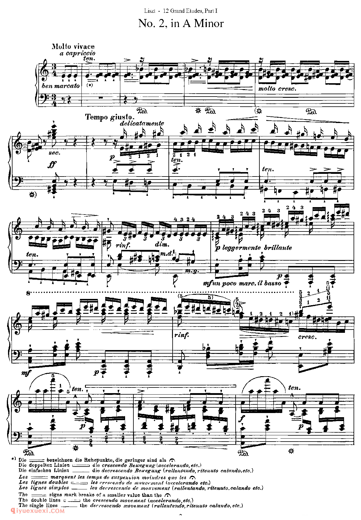 李斯特超级技巧练习曲[Franz Lisz-12 Grand Etudes-PartⅠ]No. 2,in A Minor