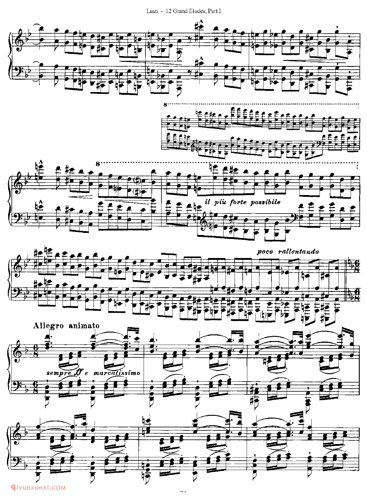 李斯特超级技巧练习曲[Franz Lisz-12 Grand Etudes-PartⅠ]No. 4,in D Minor