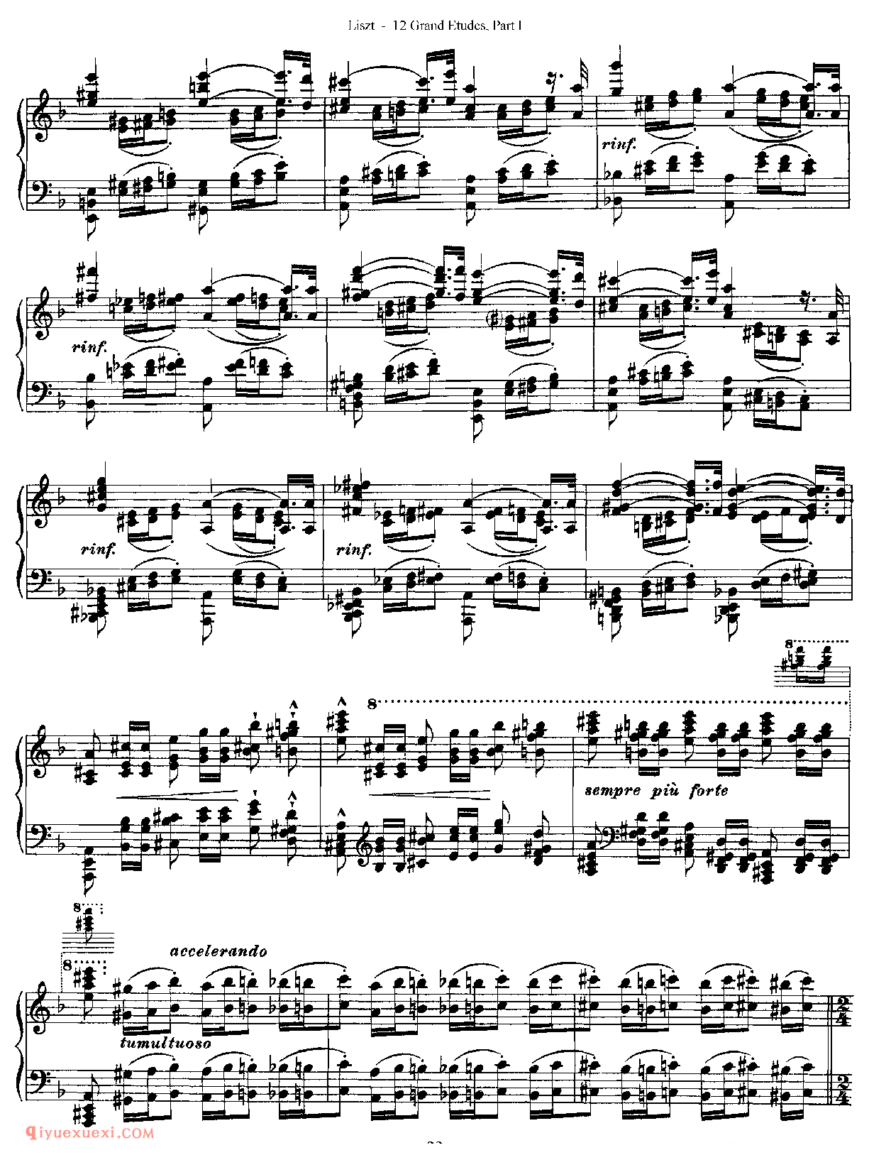 李斯特超级技巧练习曲[Franz Lisz-12 Grand Etudes-PartⅠ]No. 4,in D Minor