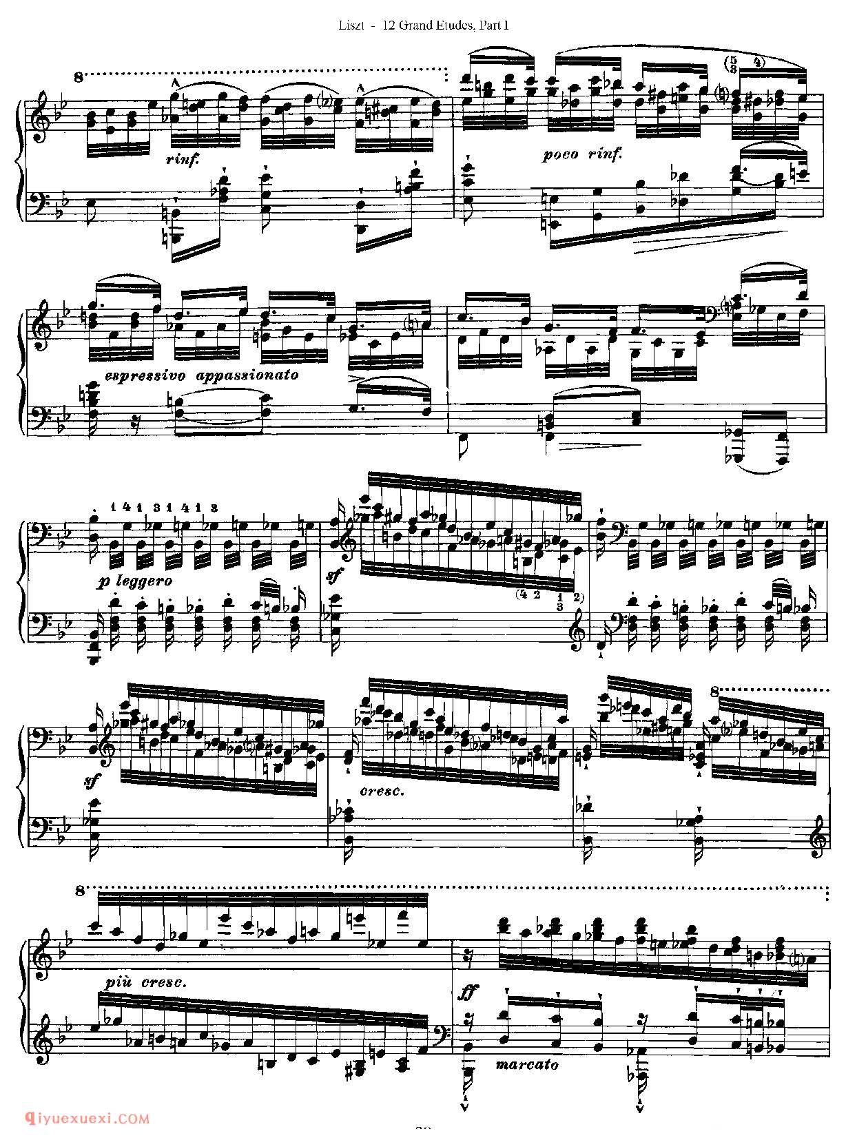 李斯特超级技巧练习曲[Franz Lisz-12 Grand Etudes-PartⅠ]No. 5,in Bb Major