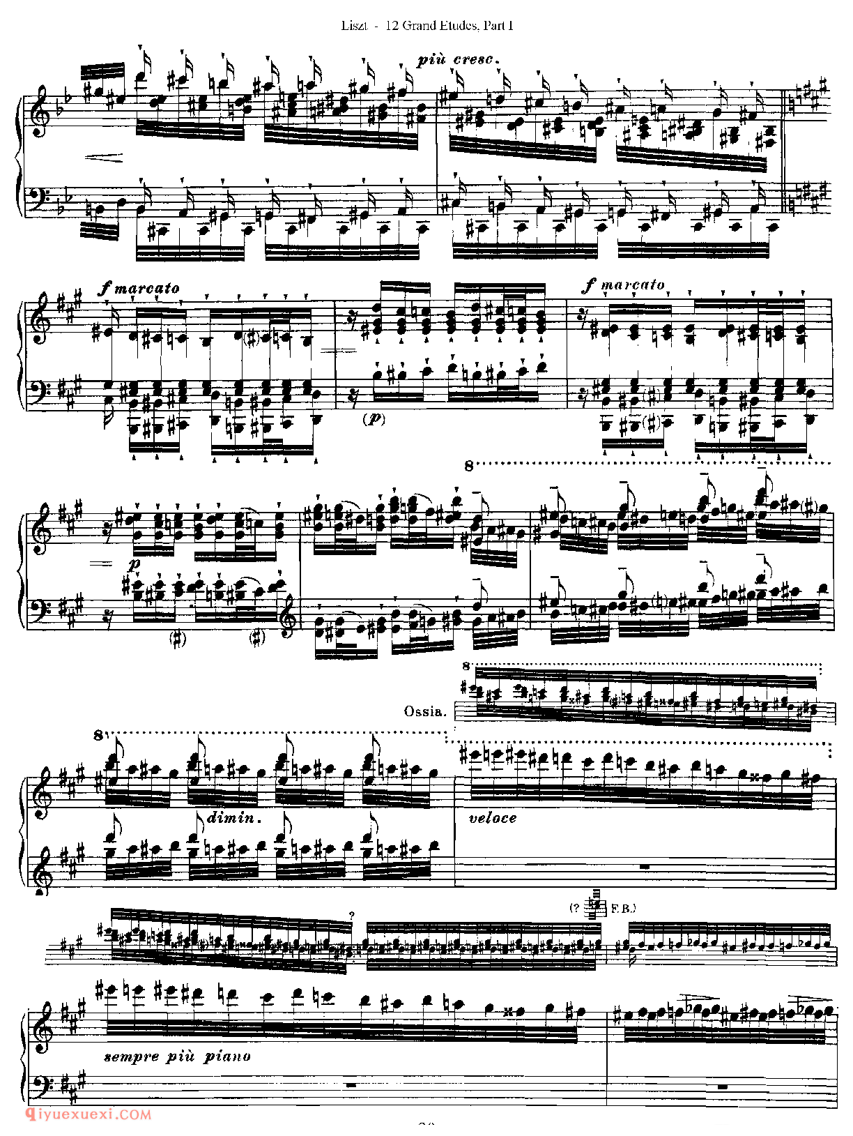 李斯特超级技巧练习曲[Franz Lisz-12 Grand Etudes-PartⅠ]No. 5,in Bb Major