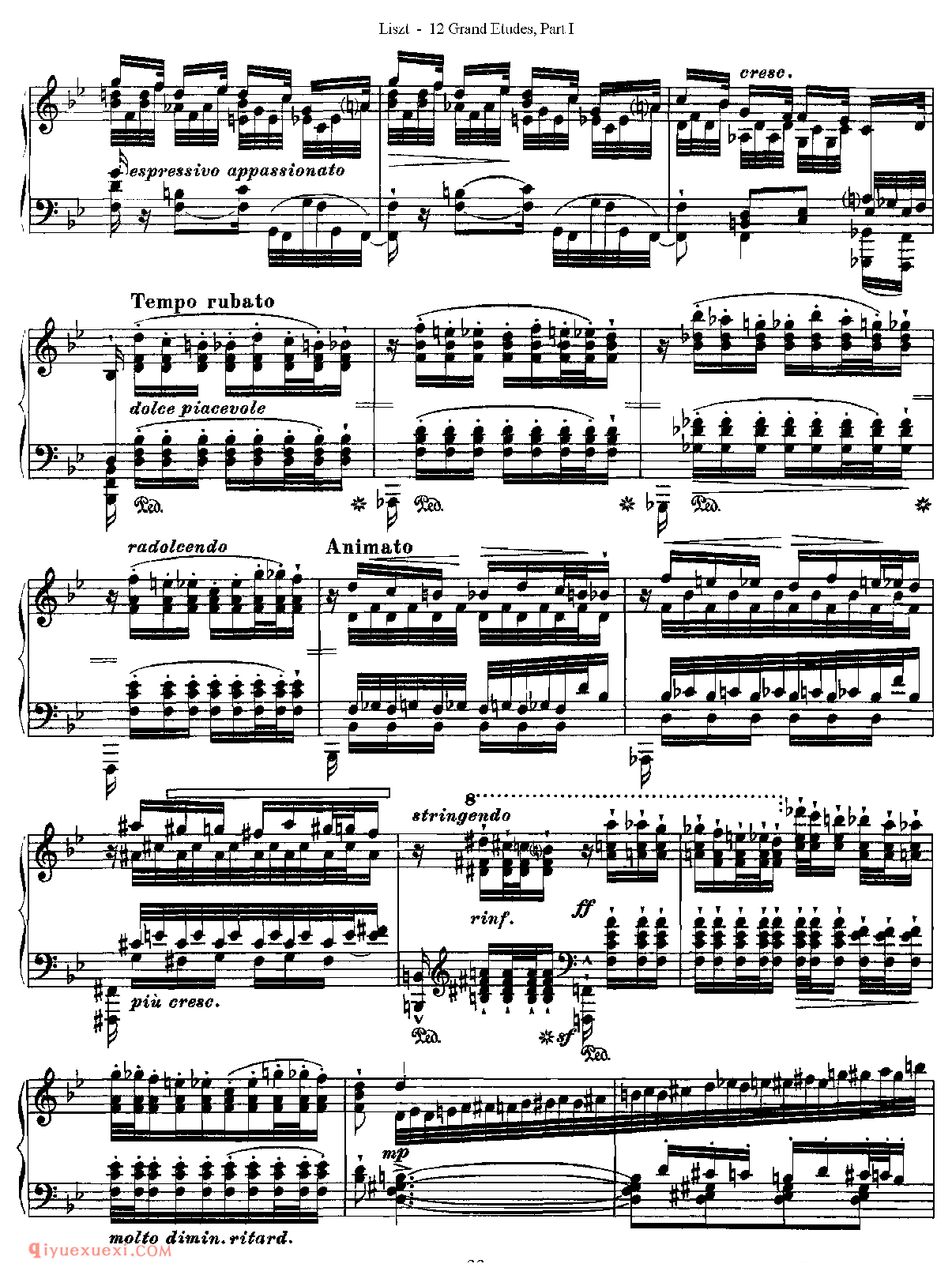 李斯特超级技巧练习曲[Franz Lisz-12 Grand Etudes-PartⅠ]No. 5,in Bb Major