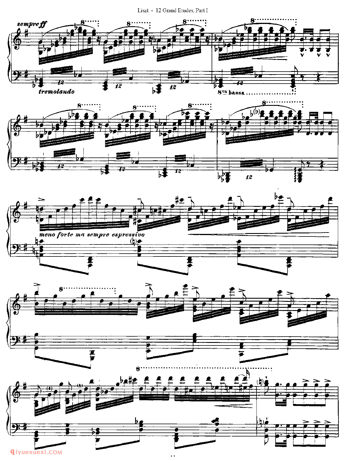 李斯特超级技巧练习曲[Franz Lisz-12 Grand Etudes-PartⅠ]No. 6,in G Minor