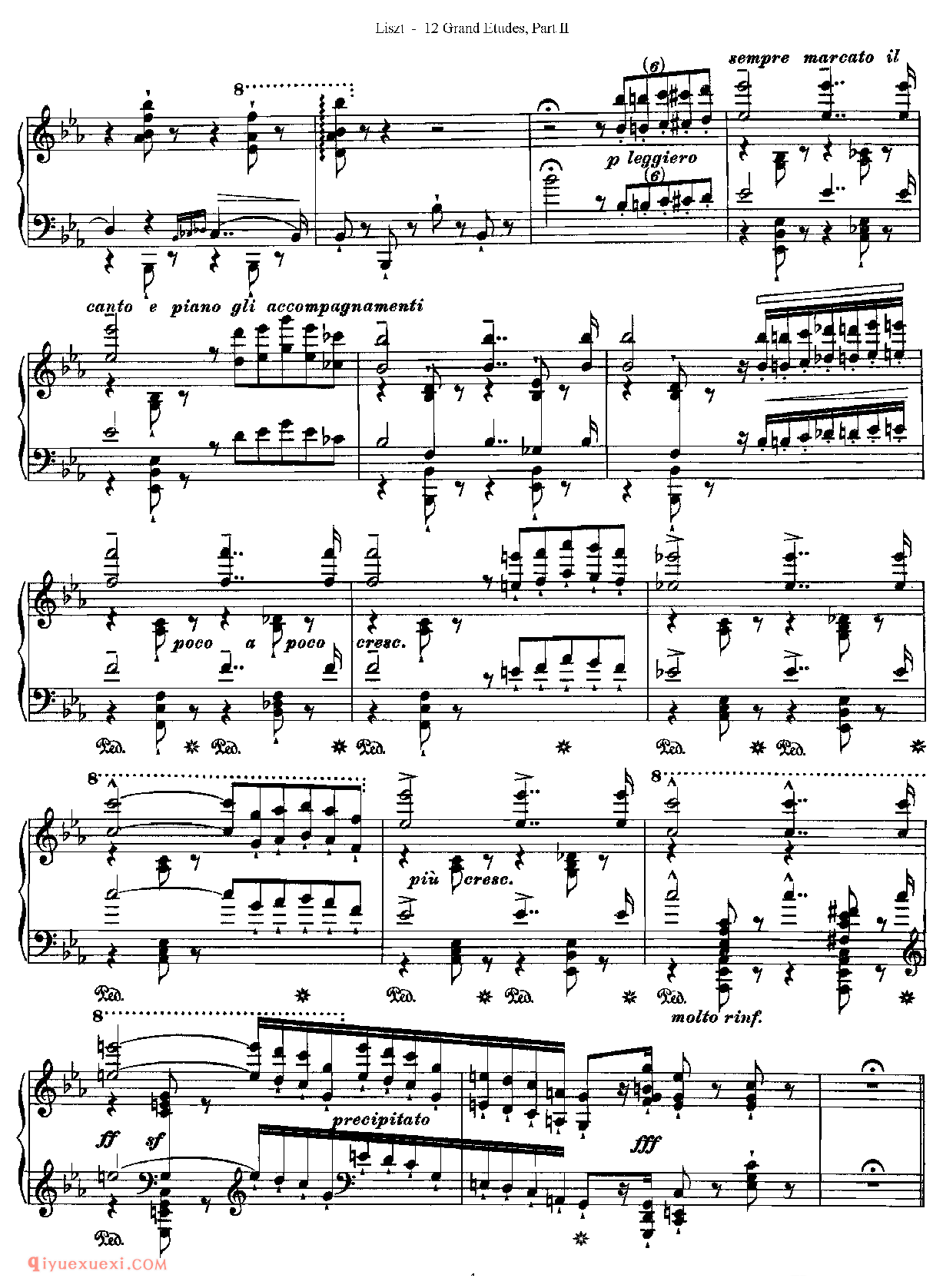 李斯特超级技巧练习曲[Franz Lisz-12 Grand Etudes-PartⅡ]No. 7,in Eb Major