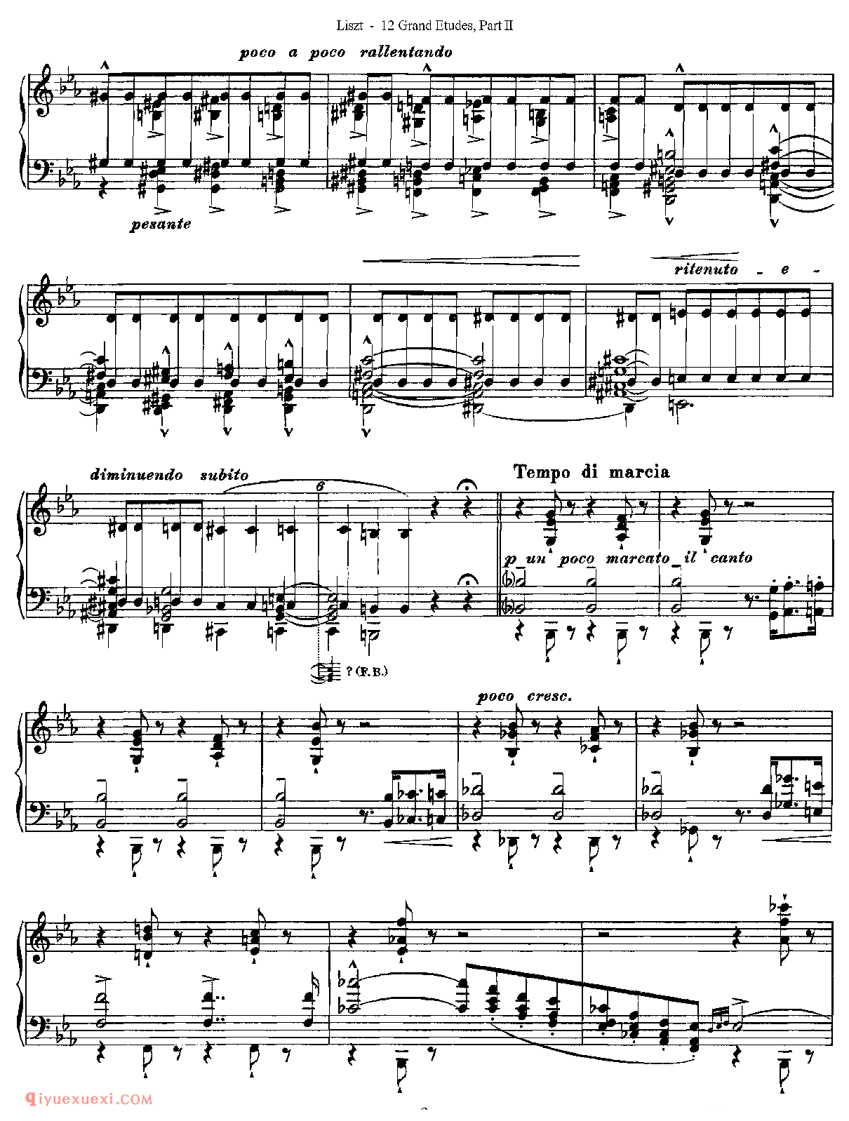 李斯特超级技巧练习曲[Franz Lisz-12 Grand Etudes-PartⅡ]No. 7,in Eb Major