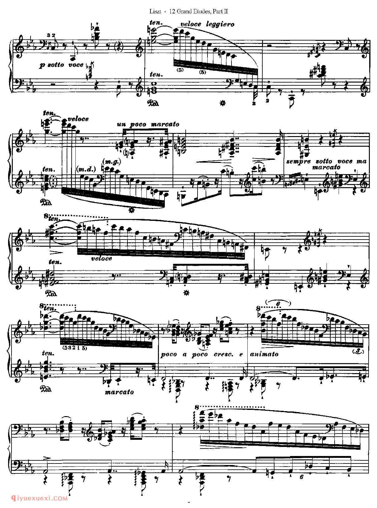 李斯特超级技巧练习曲[Franz Lisz-12 Grand Etudes-PartⅡ]No. 7,in Eb Major