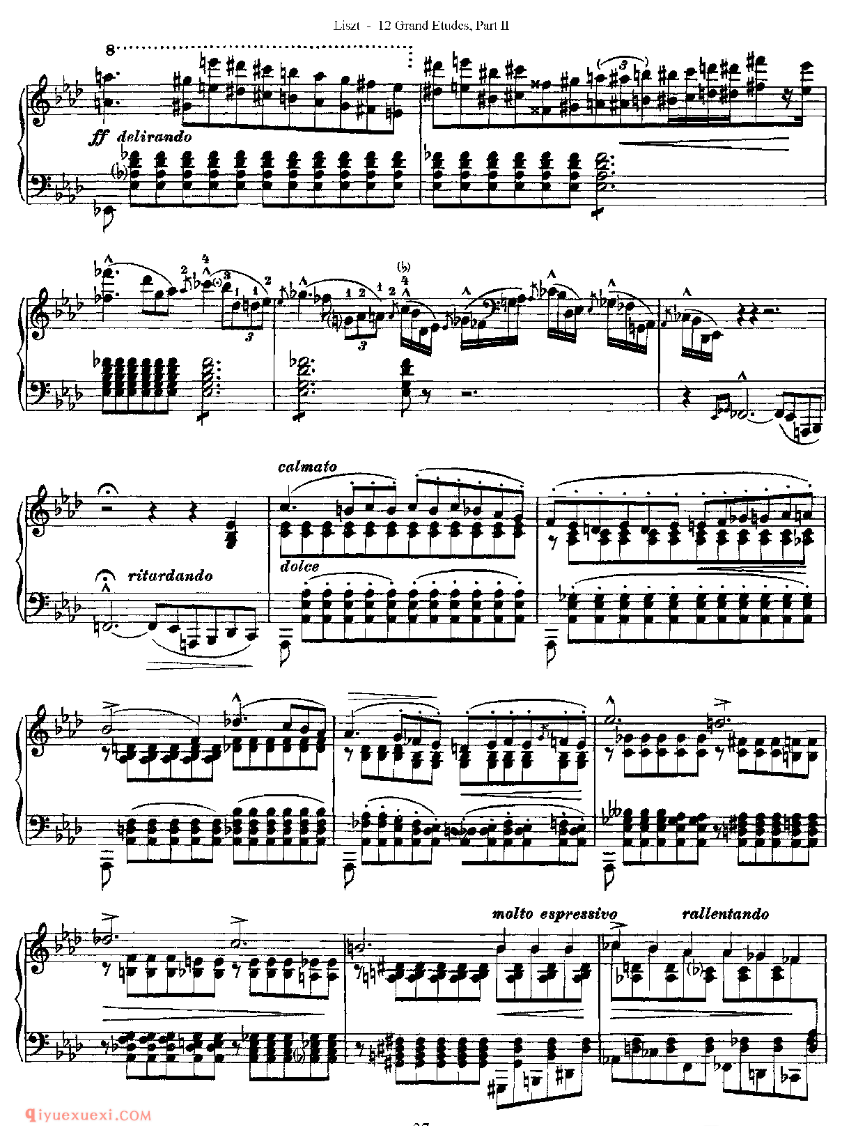 李斯特超级技巧练习曲[Franz Lisz-12 Grand Etudes-PartⅡ]No. 9,in Ab Major