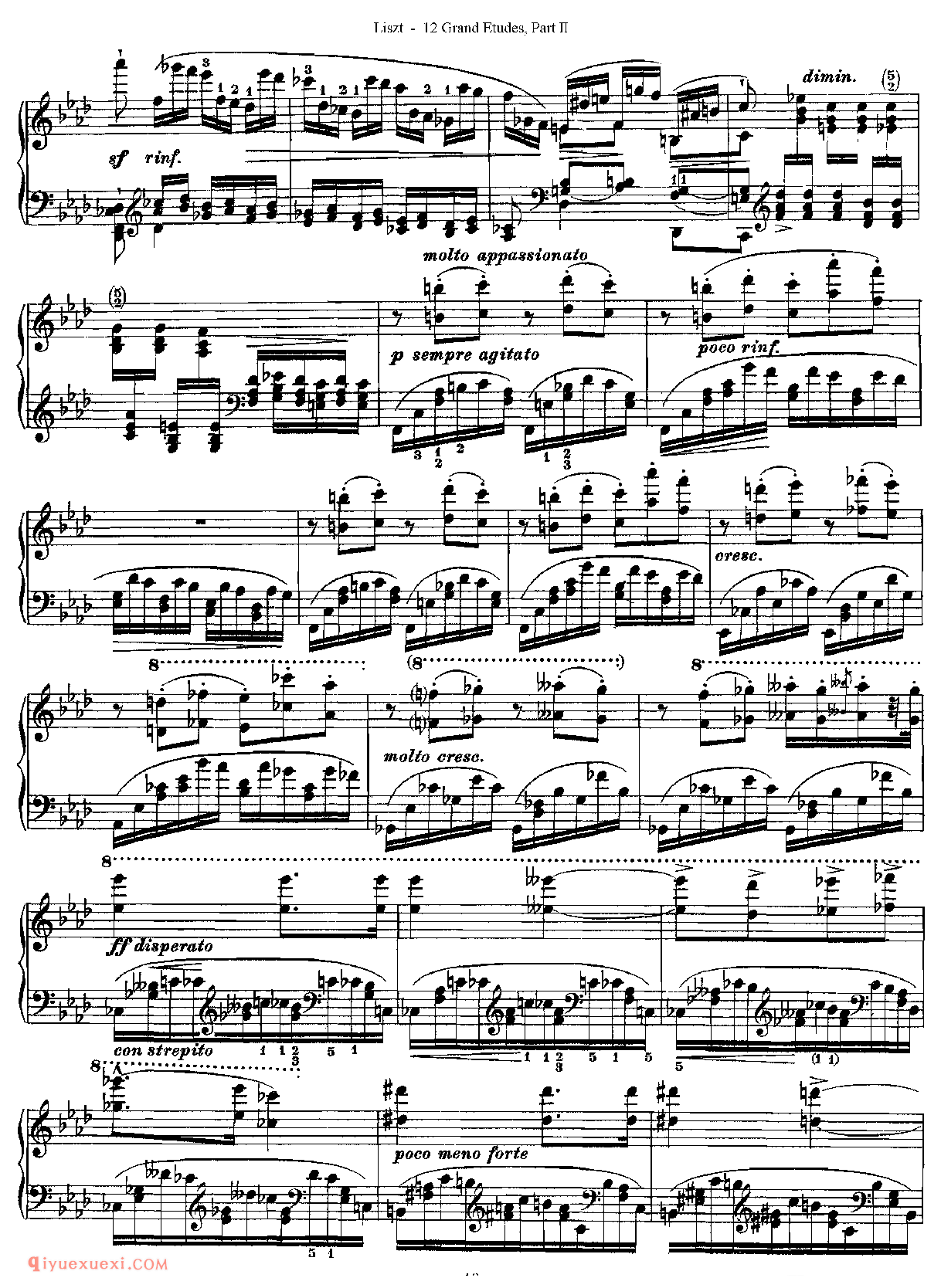 李斯特超级技巧练习曲[Franz Lisz-12 Grand Etudes-PartⅡ]No. 10,in F Minor