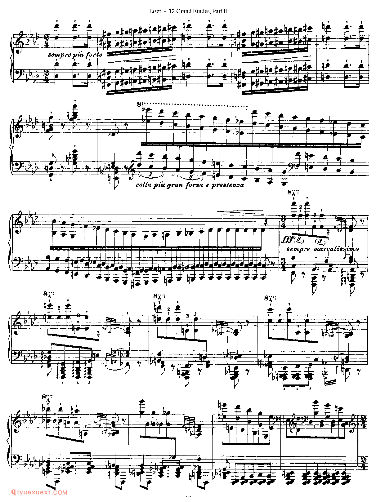 李斯特超级技巧练习曲[Franz Lisz-12 Grand Etudes-PartⅡ]No. 10,in F Minor