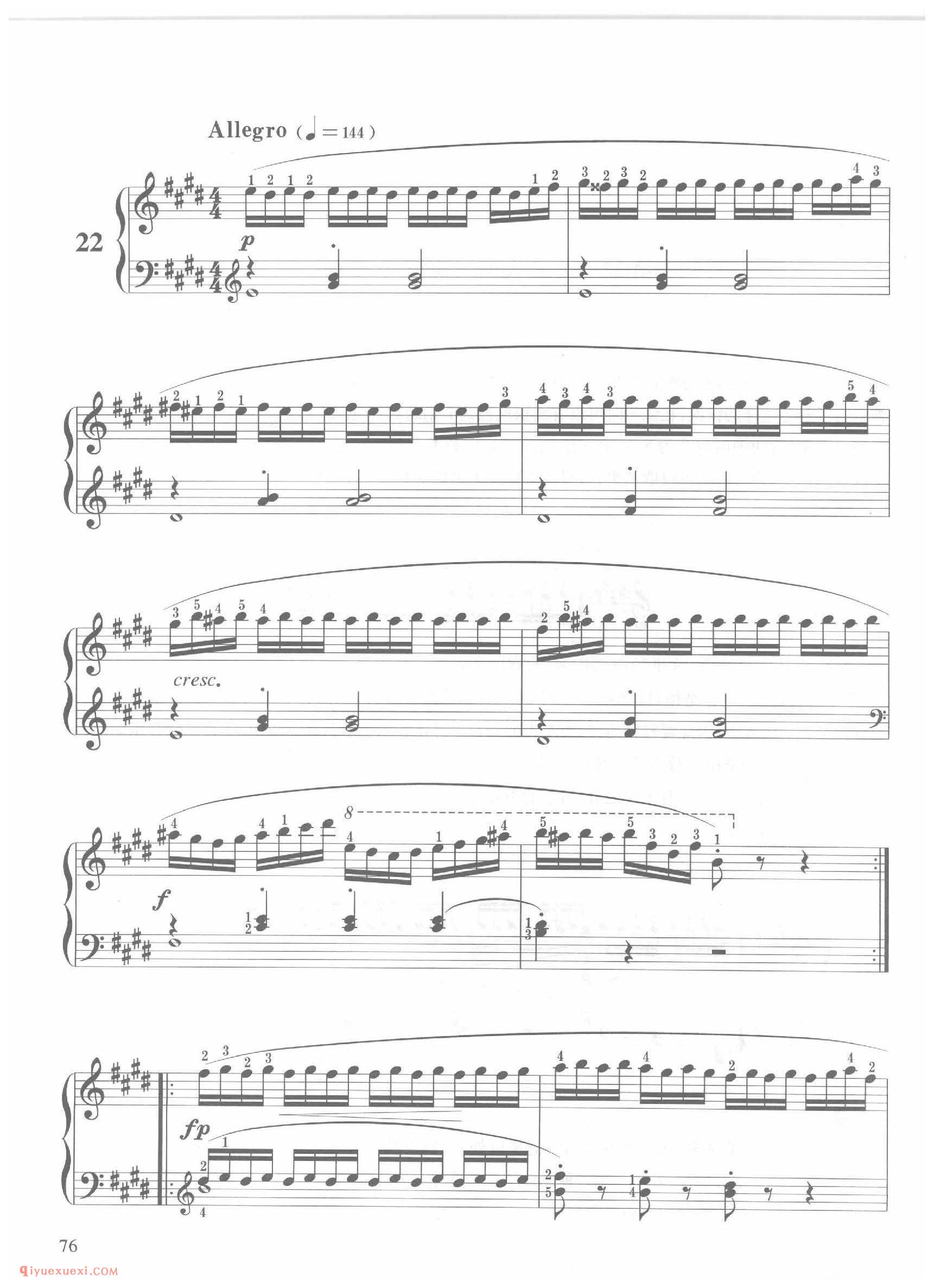 第22条E大调快板(Allegro)车尔尼钢琴作品849_常桦讲解 注释