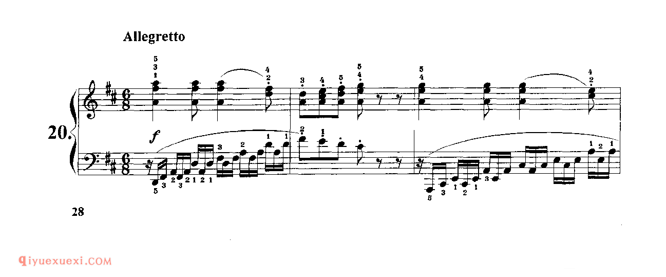 第二十条 D大调左手分解和弦与模进练习_车尔尼718_黄伊娜