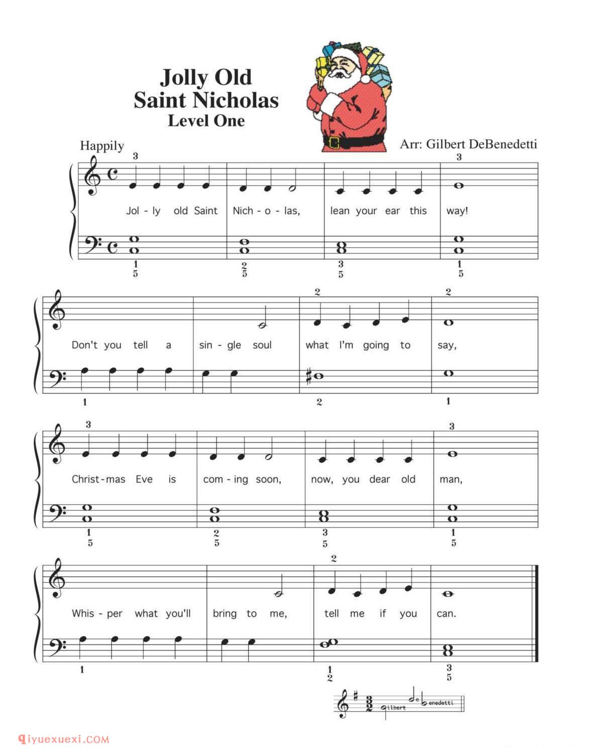 Jolly Old Saint Nicholas_初级钢琴练习曲