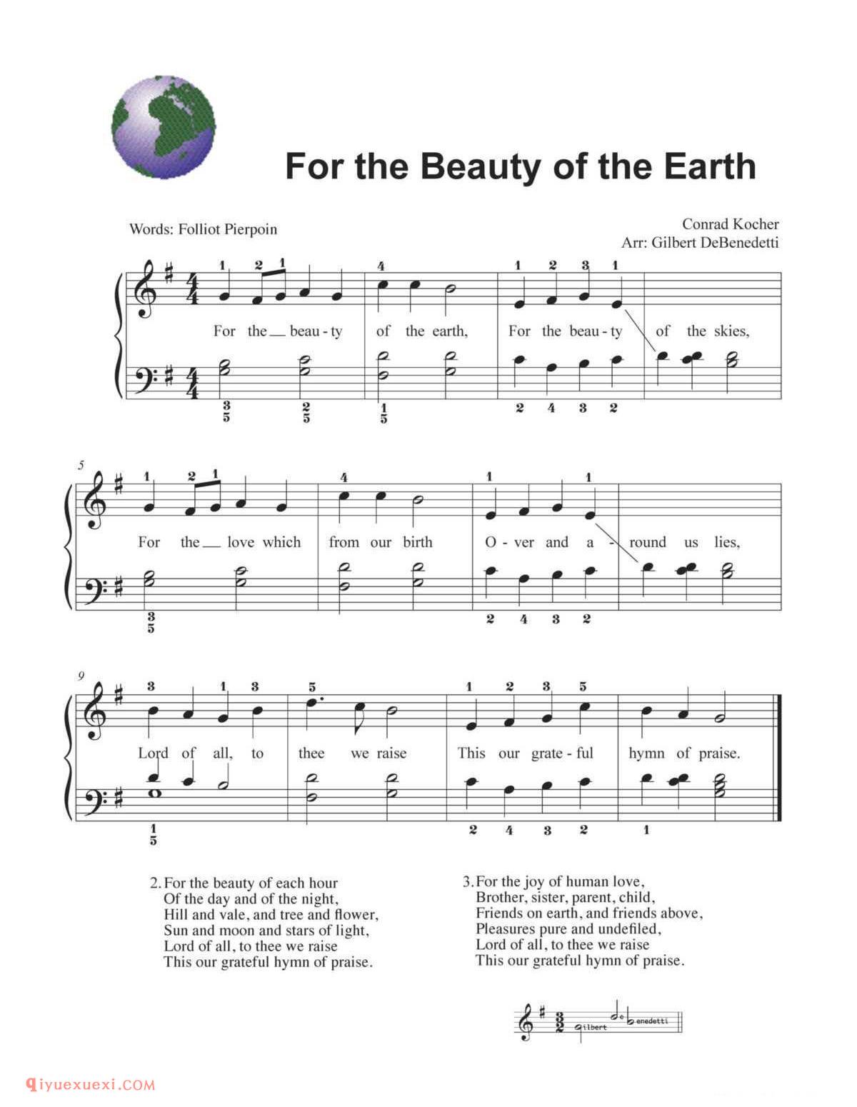 For the Beauty of the Earth_钢琴二级练习曲